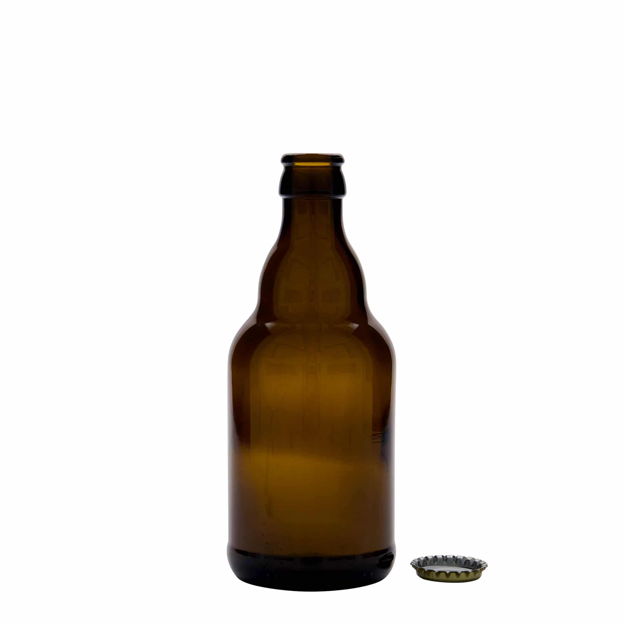 330 ml-es sörösüveg 'Steinie', üveg, barna, szájnyílás: söröskupak