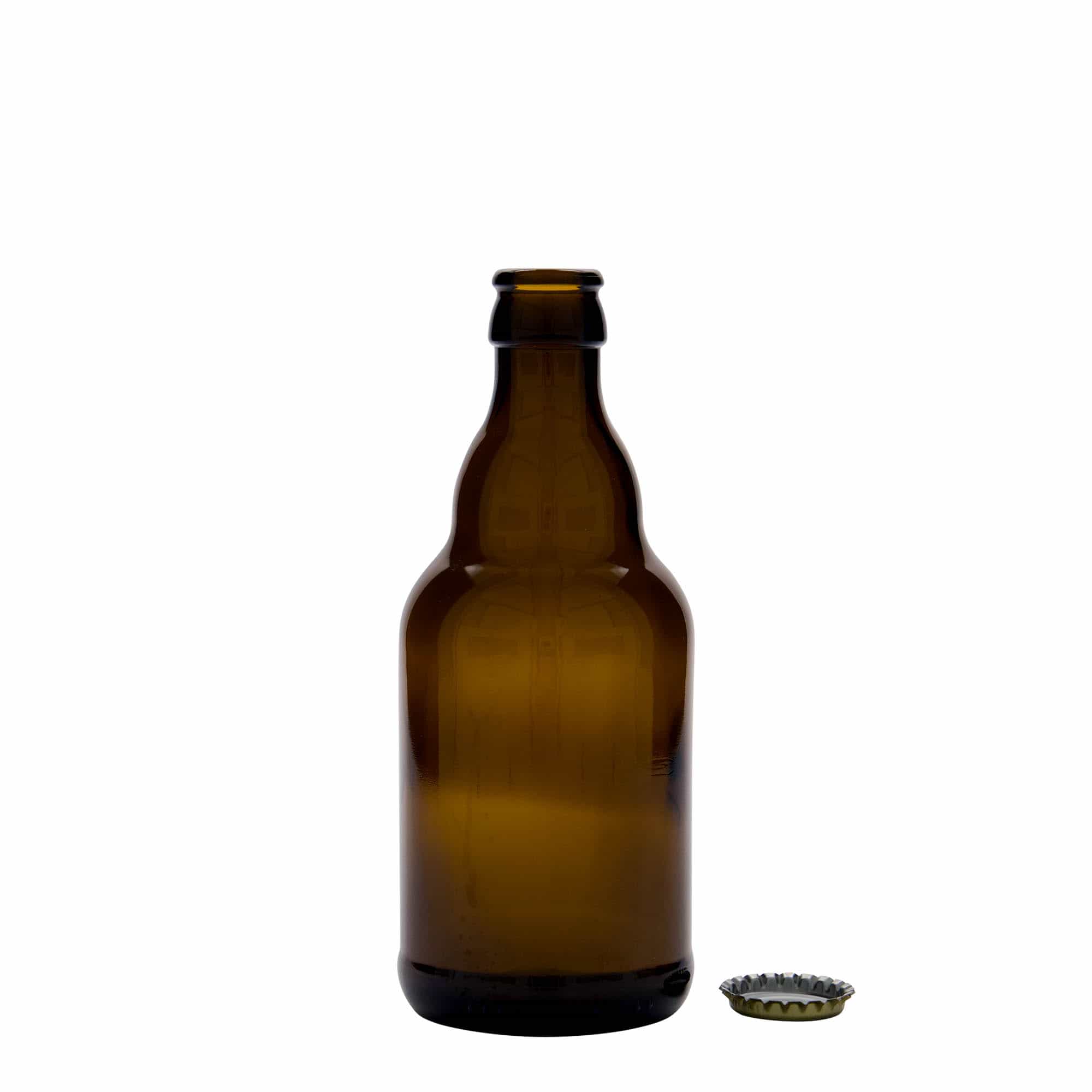 330 ml sörösüveg 'Steinie', üveg, barna, nyak: csavarzár