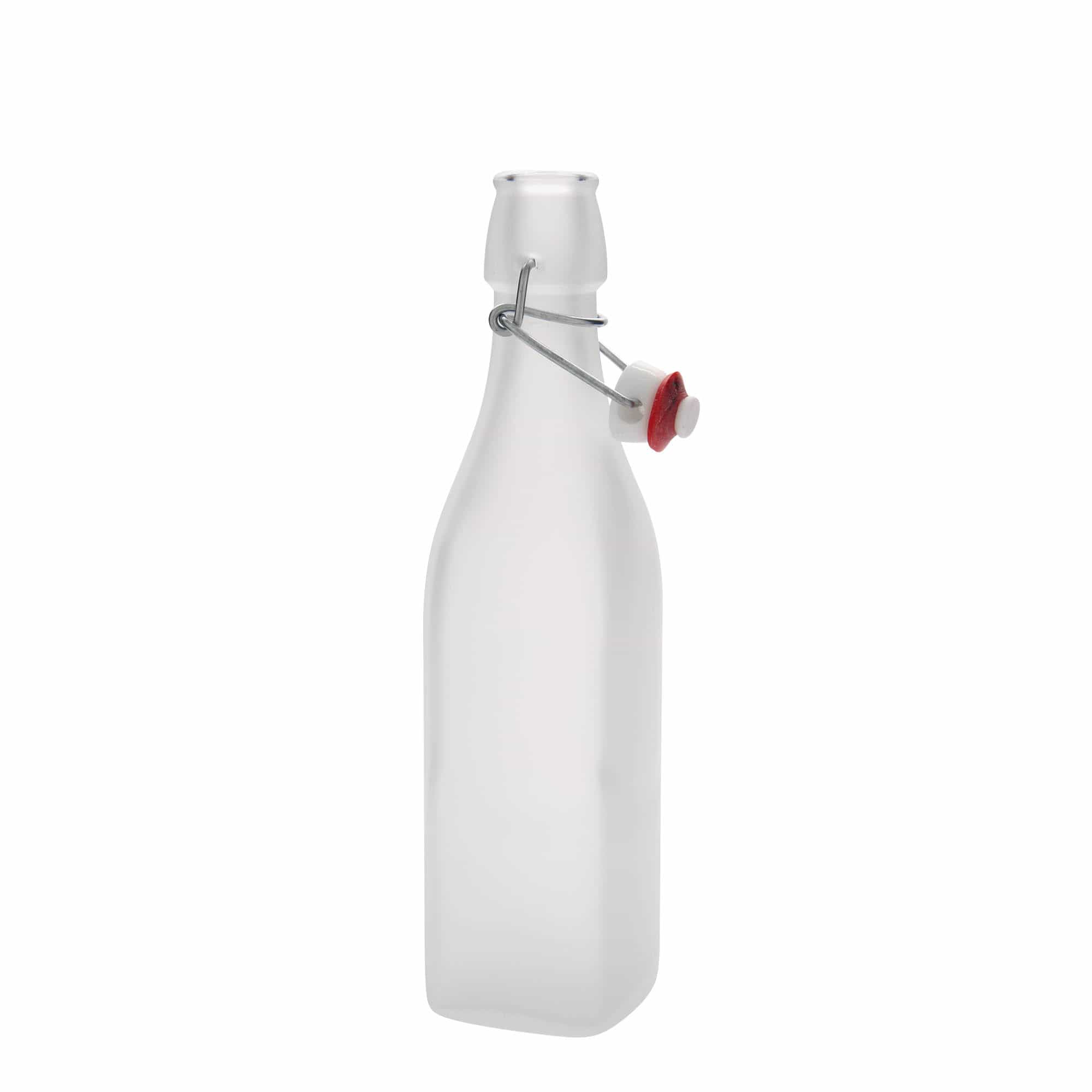 500 ml üveges palack 'Swing, négyzet alakú, fehér, nyílás: patentzár'