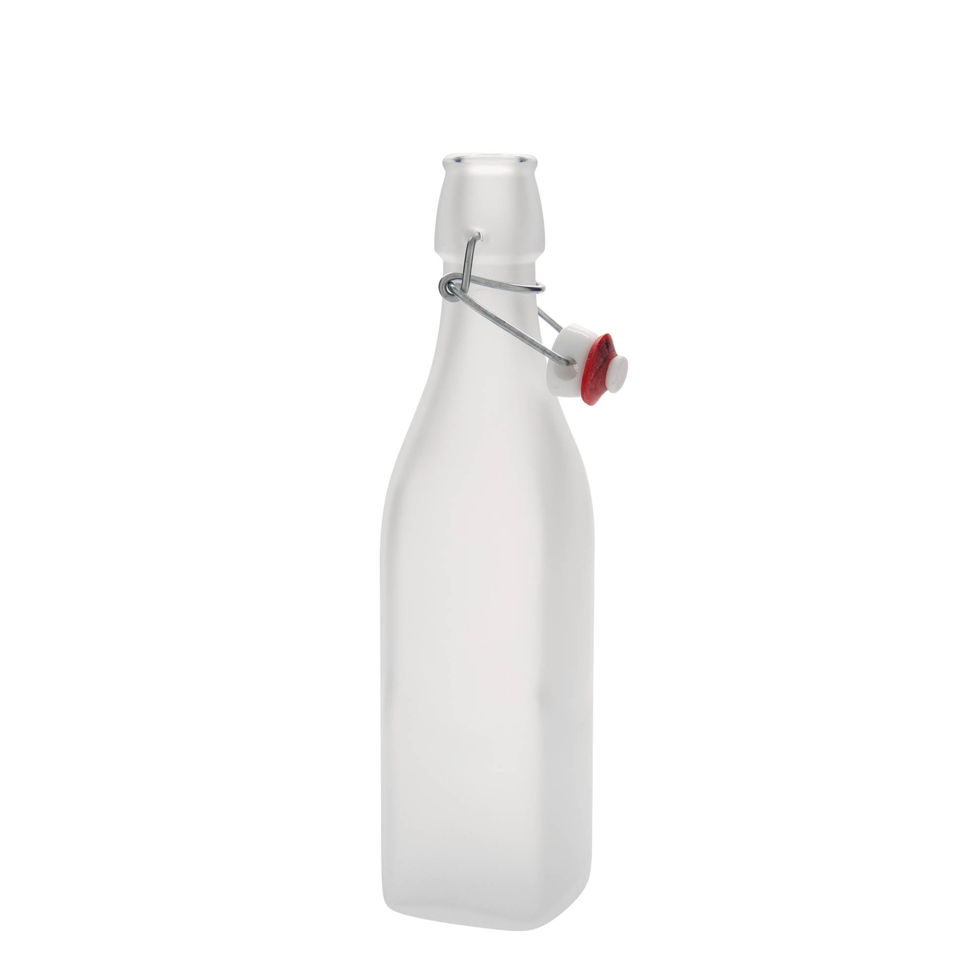 500 ml üveges palack 'Swing, négyzet alakú, fehér, nyílás: patentzár'