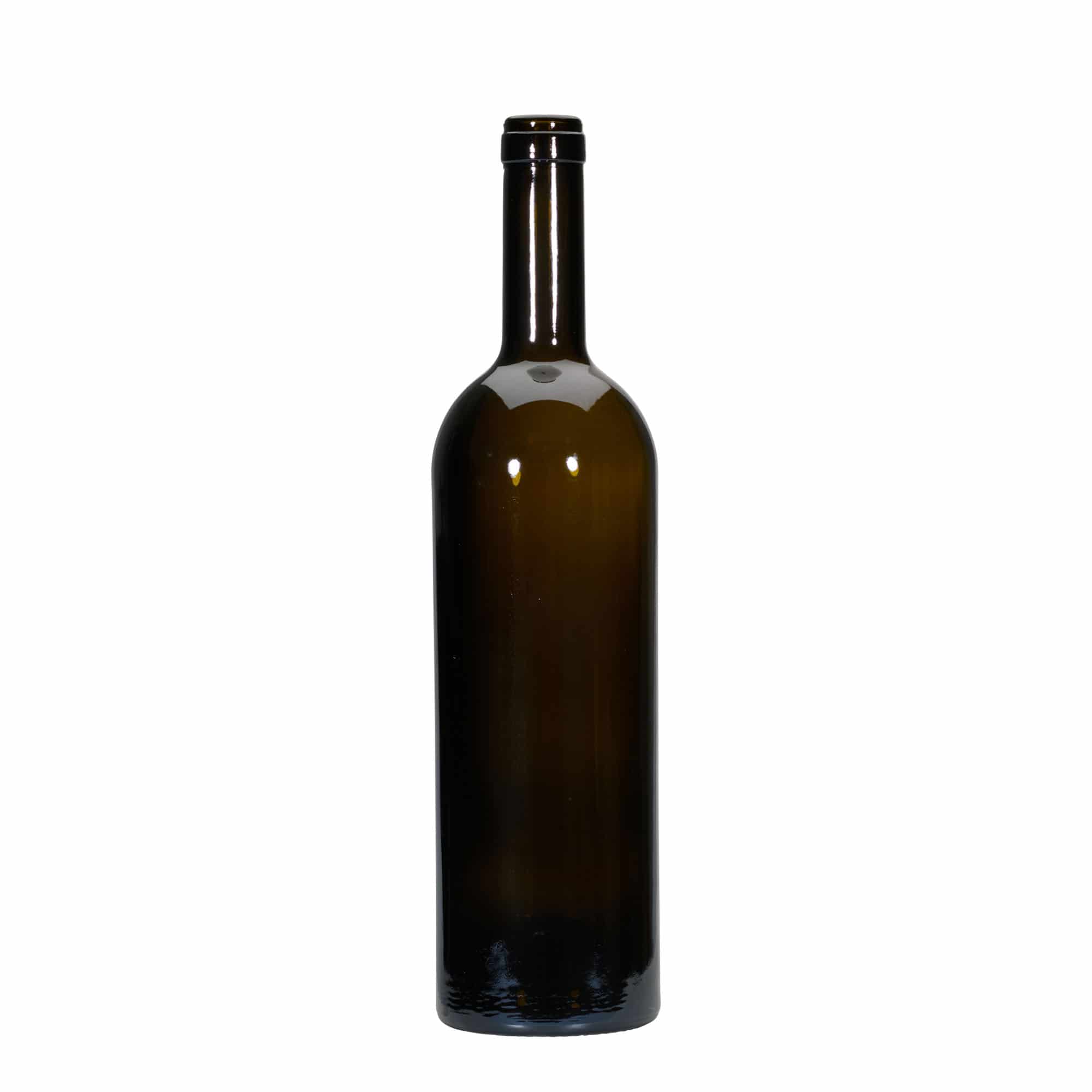 750 ml-es borospalack 'Golia', antikzöld, szájnyílás: parafadugó