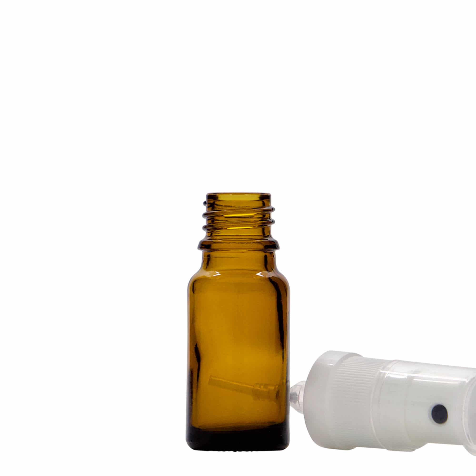 10 ml-es szórófejes patikai üveg, üveg, barna, szájnyílás: DIN 18
