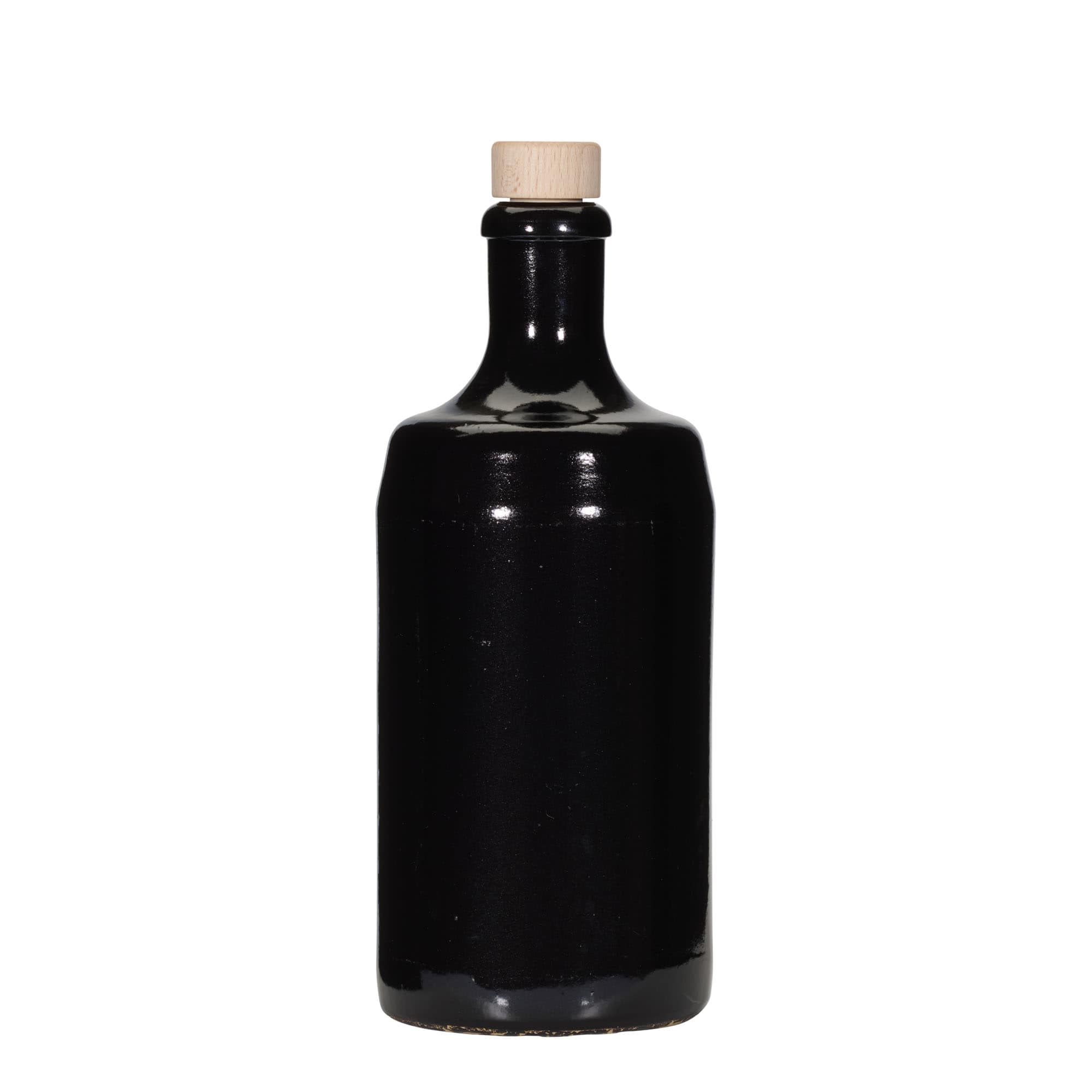 700 ml agyagedény 'Calvados, kőedény, fekete, száj: parafa'