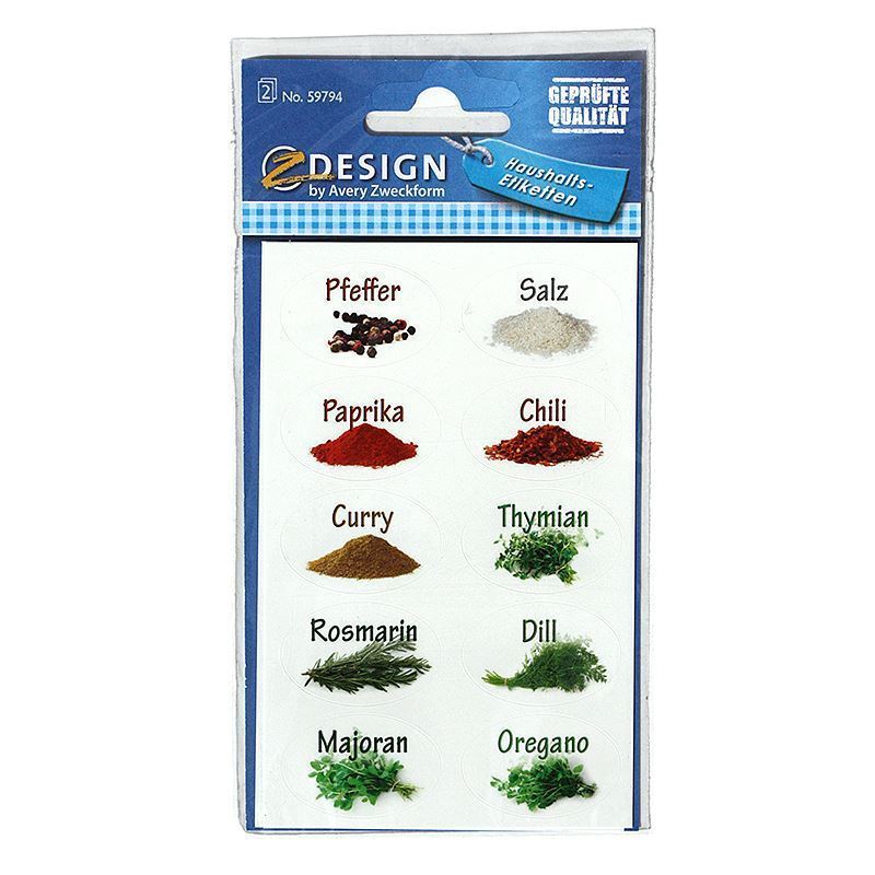 Zweckform címkék 'Fűszerek', ovális, papír, többszínű Zweckform címkék 'Fűszerek', ovális, papír, többszínű