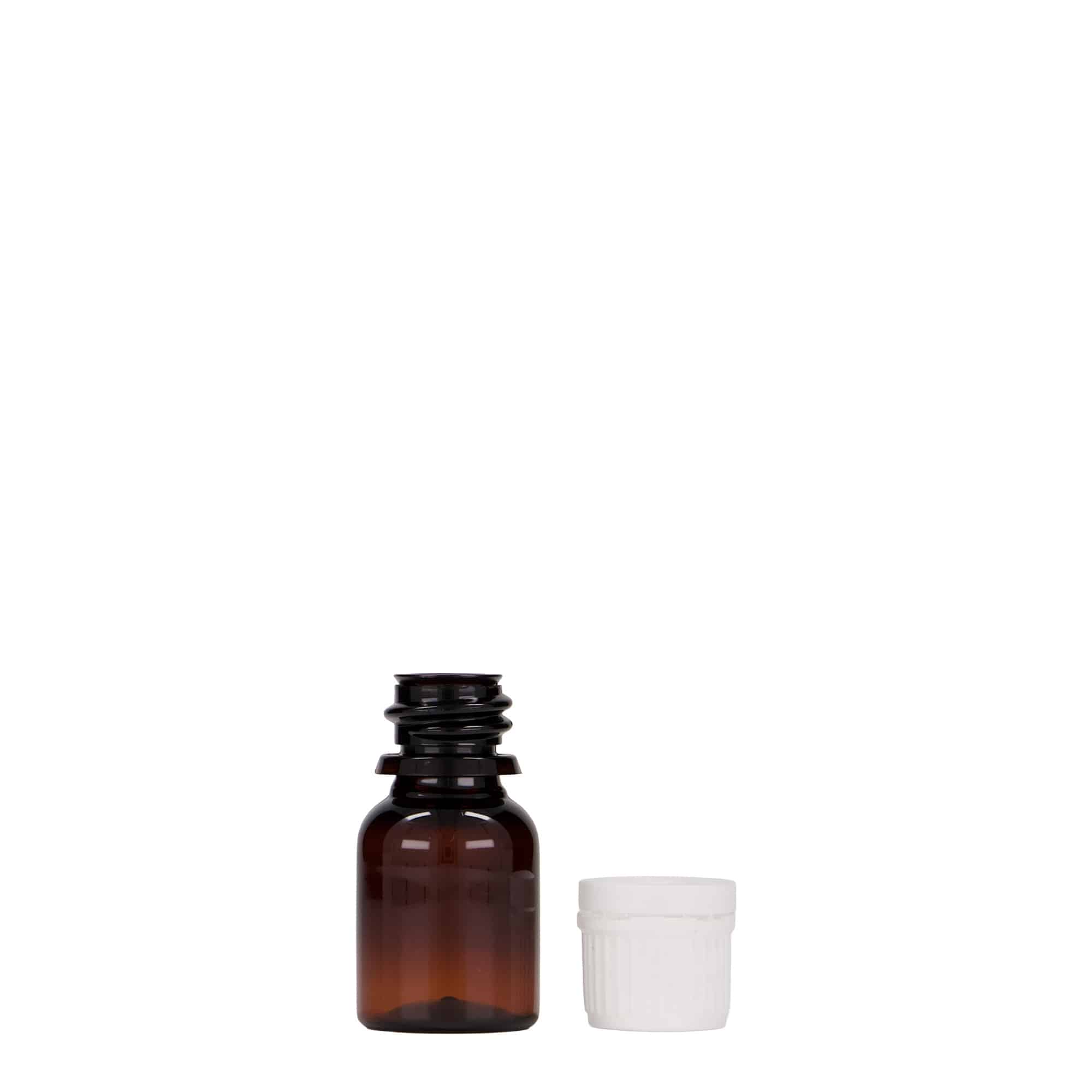 10 ml-es PET-patikai üveg 'Easy Living', barna, műanyag, szájnyílás: DIN 18