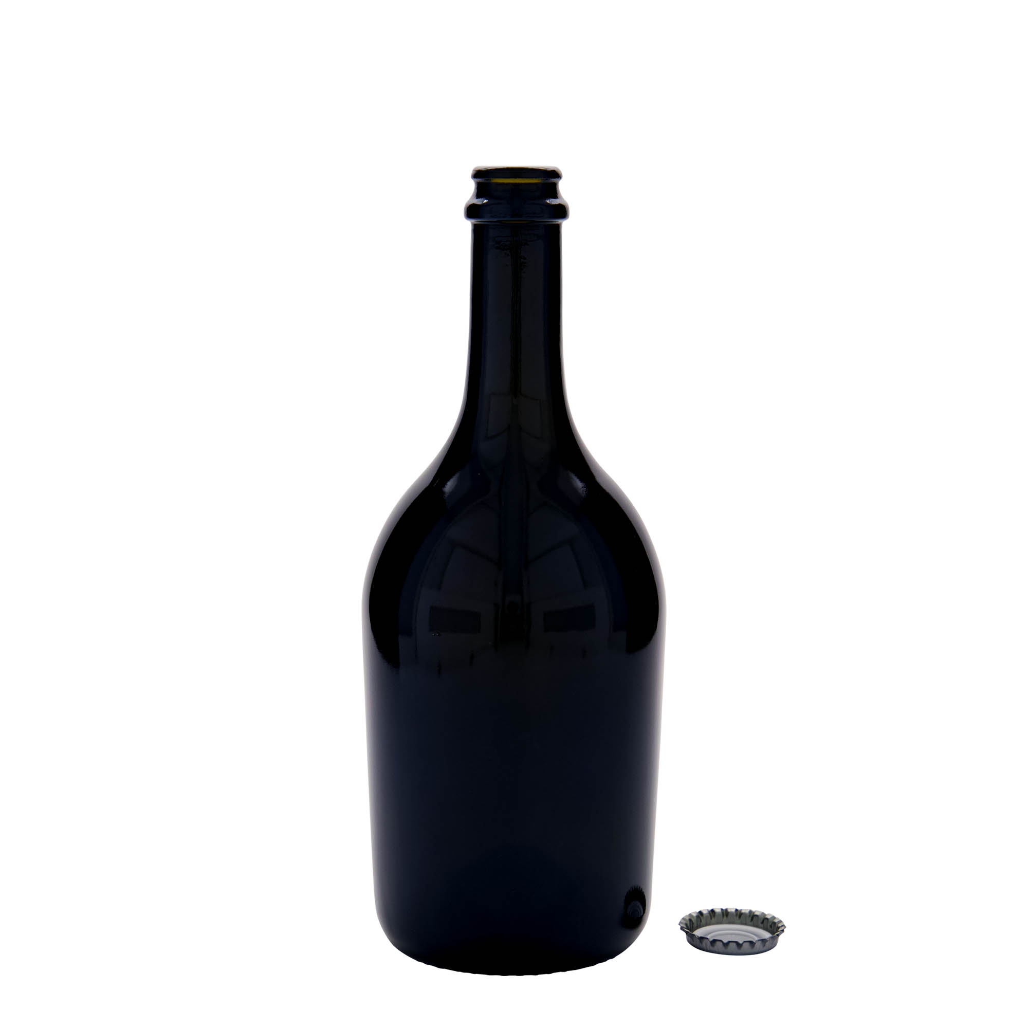 750 ml sör-/pezsgősüveg 'Butterfly', üveg, antikzöld, nyak: koronazáró