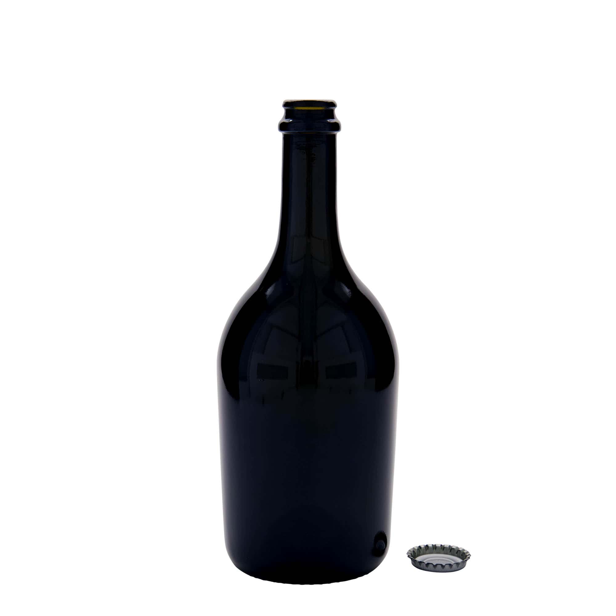 750 ml sör-/pezsgősüveg 'Butterfly', üveg, antikzöld, nyak: koronazáró
