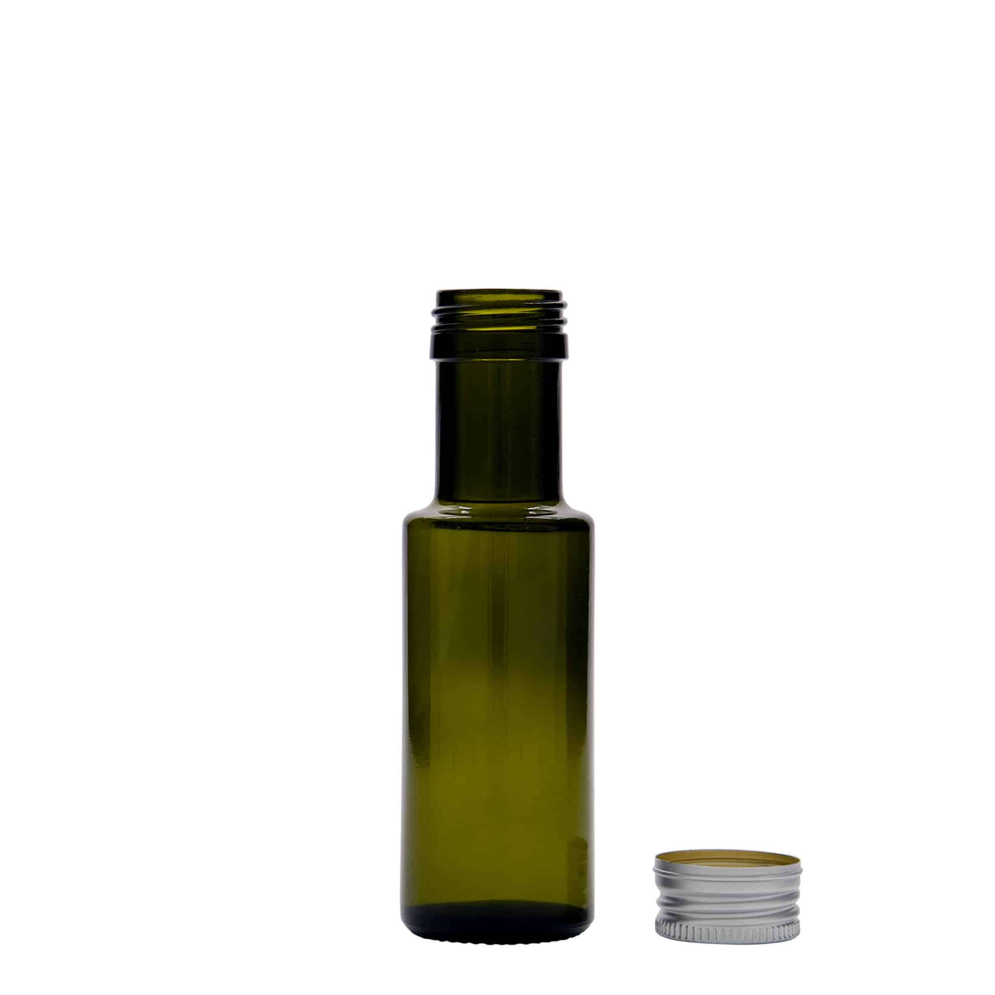 100 ml-es üvegpalack 'Dorica', antikzöld, szájnyílás: PP 31,5