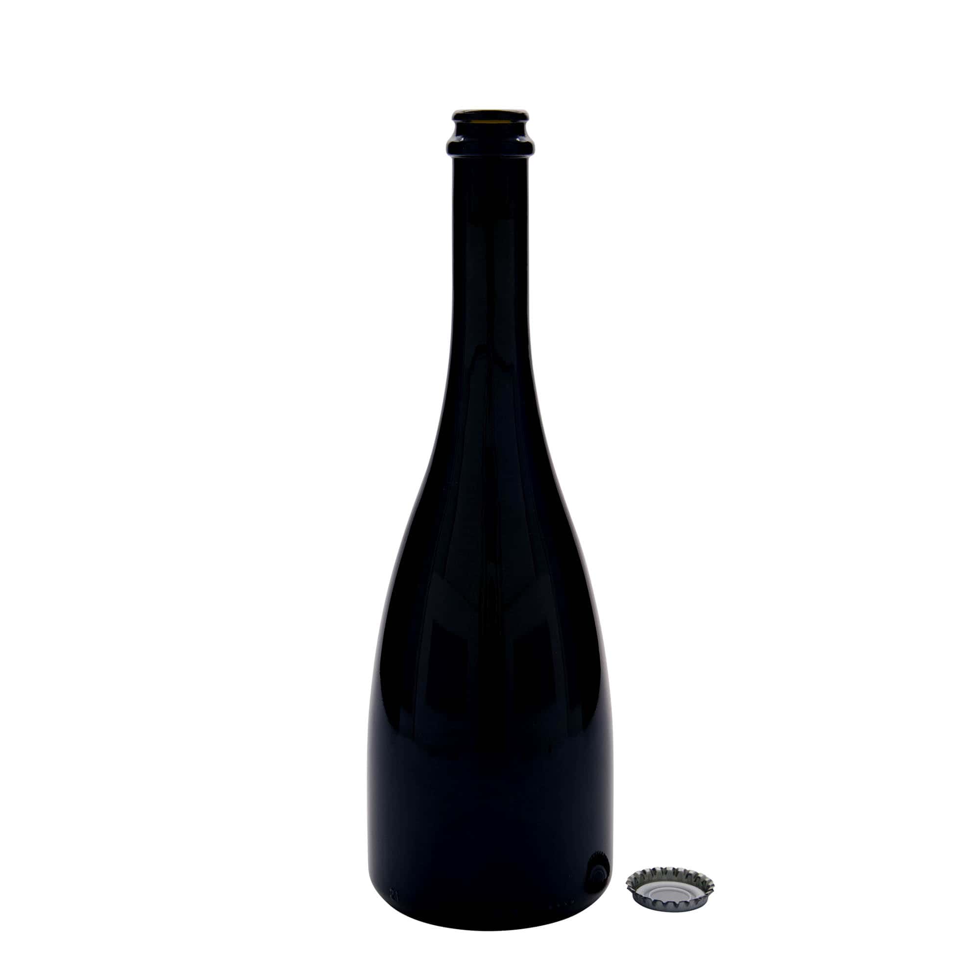 750 ml sör-/pezsgősüveg 'Tosca', üveg, antikzöld, nyak: csavaros kupak