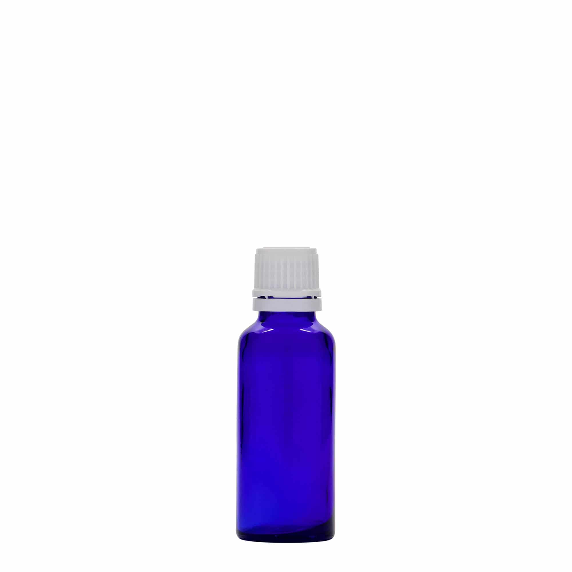 30 ml orvosi üveg, üveg, királykék, nyílás: DIN 18