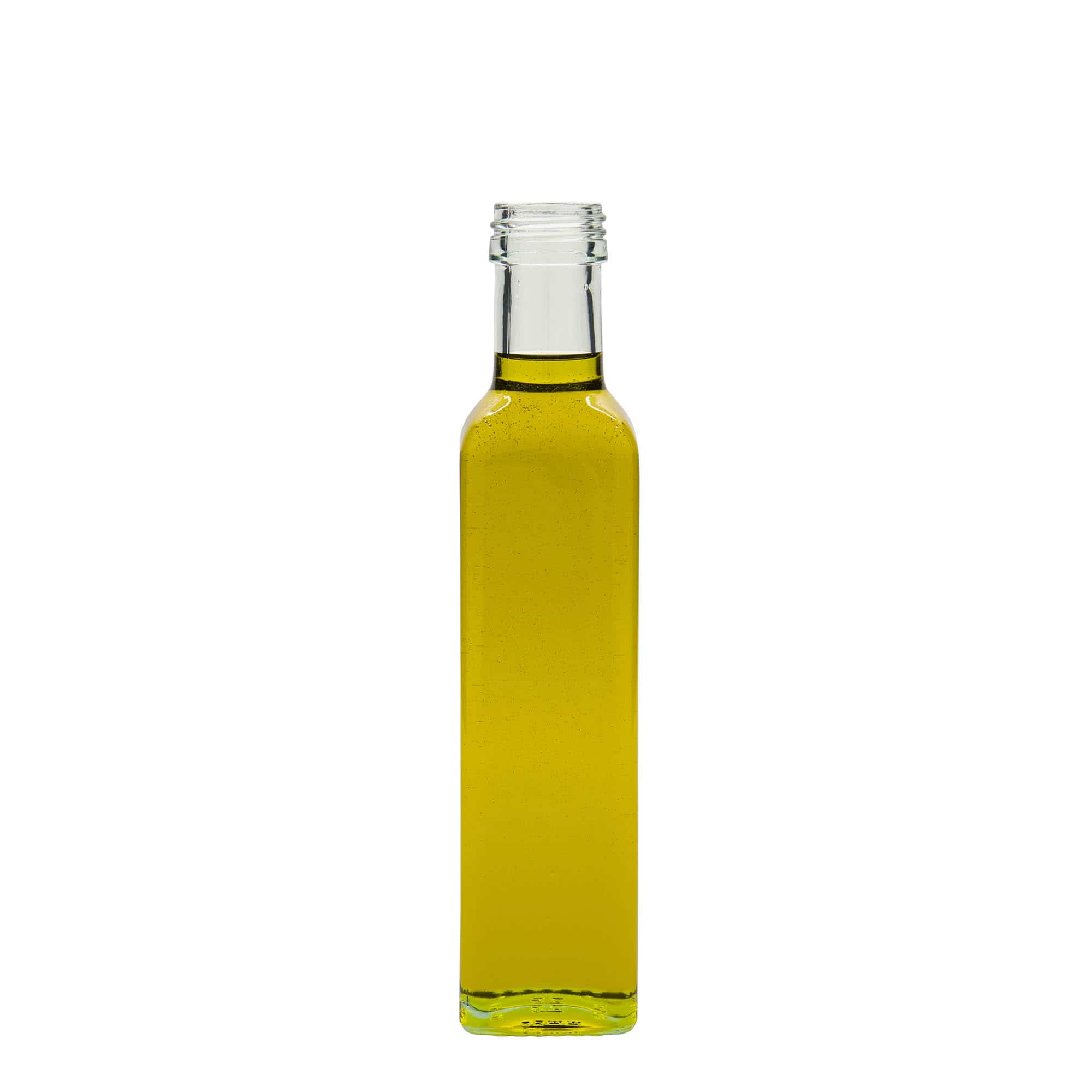 250 ml üvegpalack 'Marasca', négyszögletes, nyílás: PP 31,5