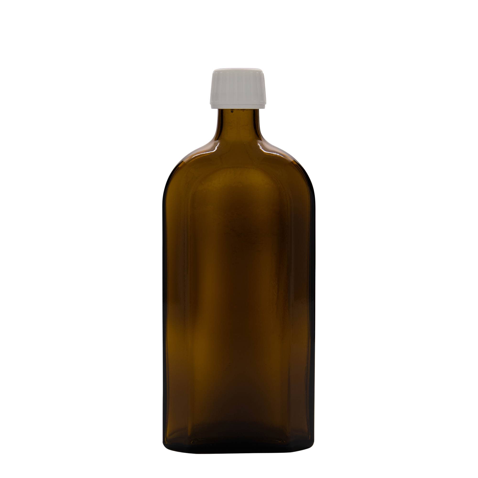 500 ml orvosi üveg Meplat, ovális, üveg, barna, nyílás: PP 28