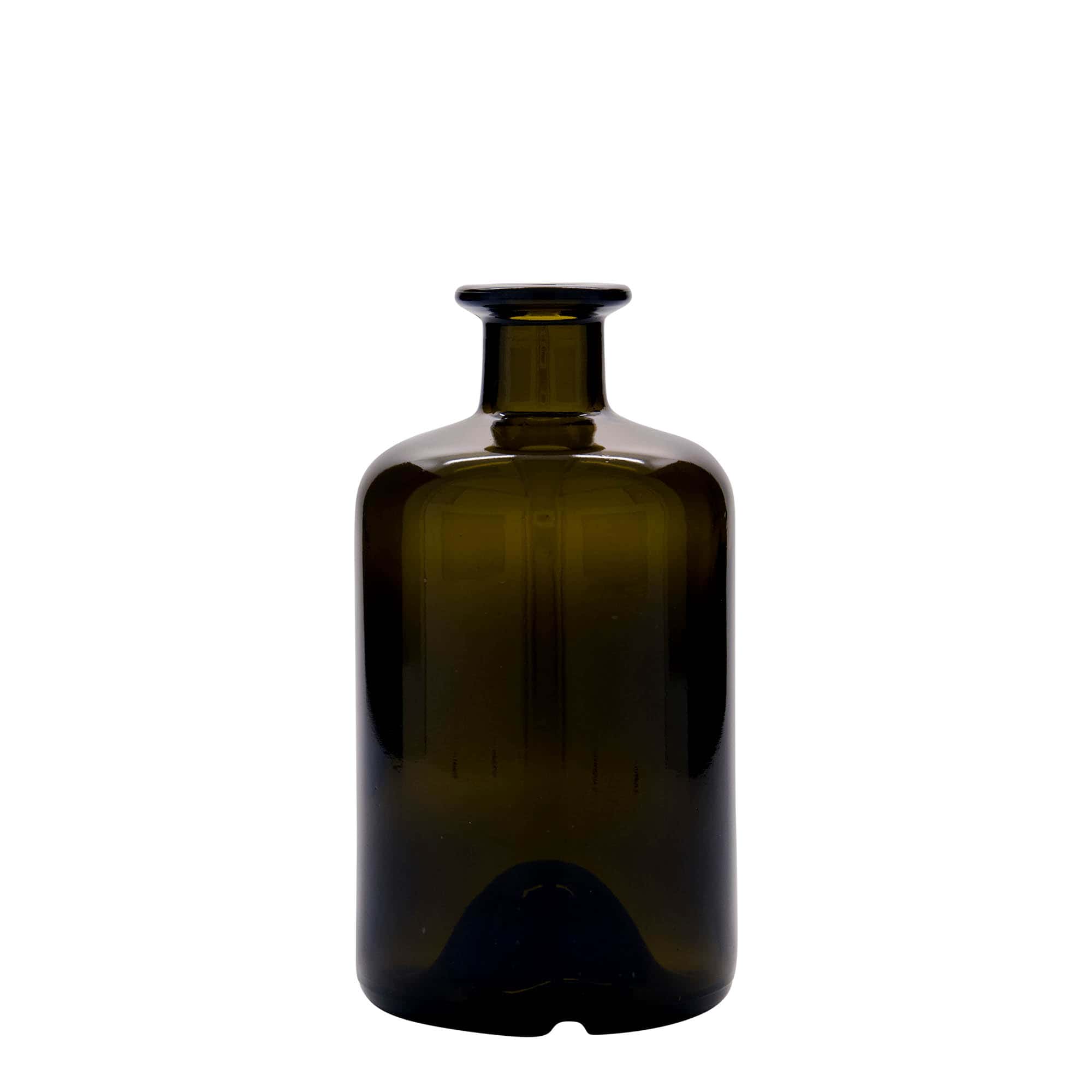 500 ml-es patikai üvegpalack, antikzöld, szájnyílás: parafadugó