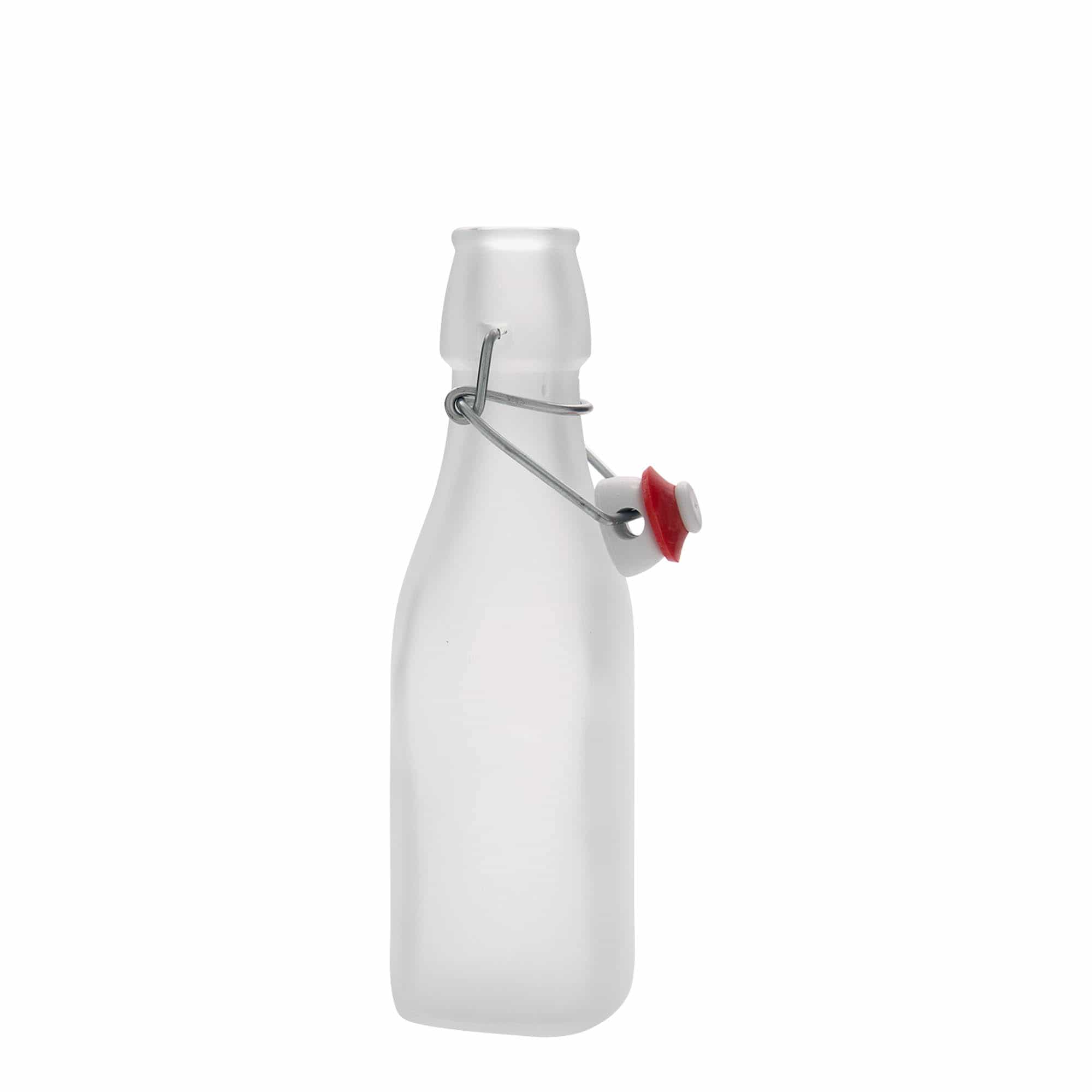 250 ml-es üvegpalack 'Swing, négyzet alakú, fehér, szájnyílás: csatos zár