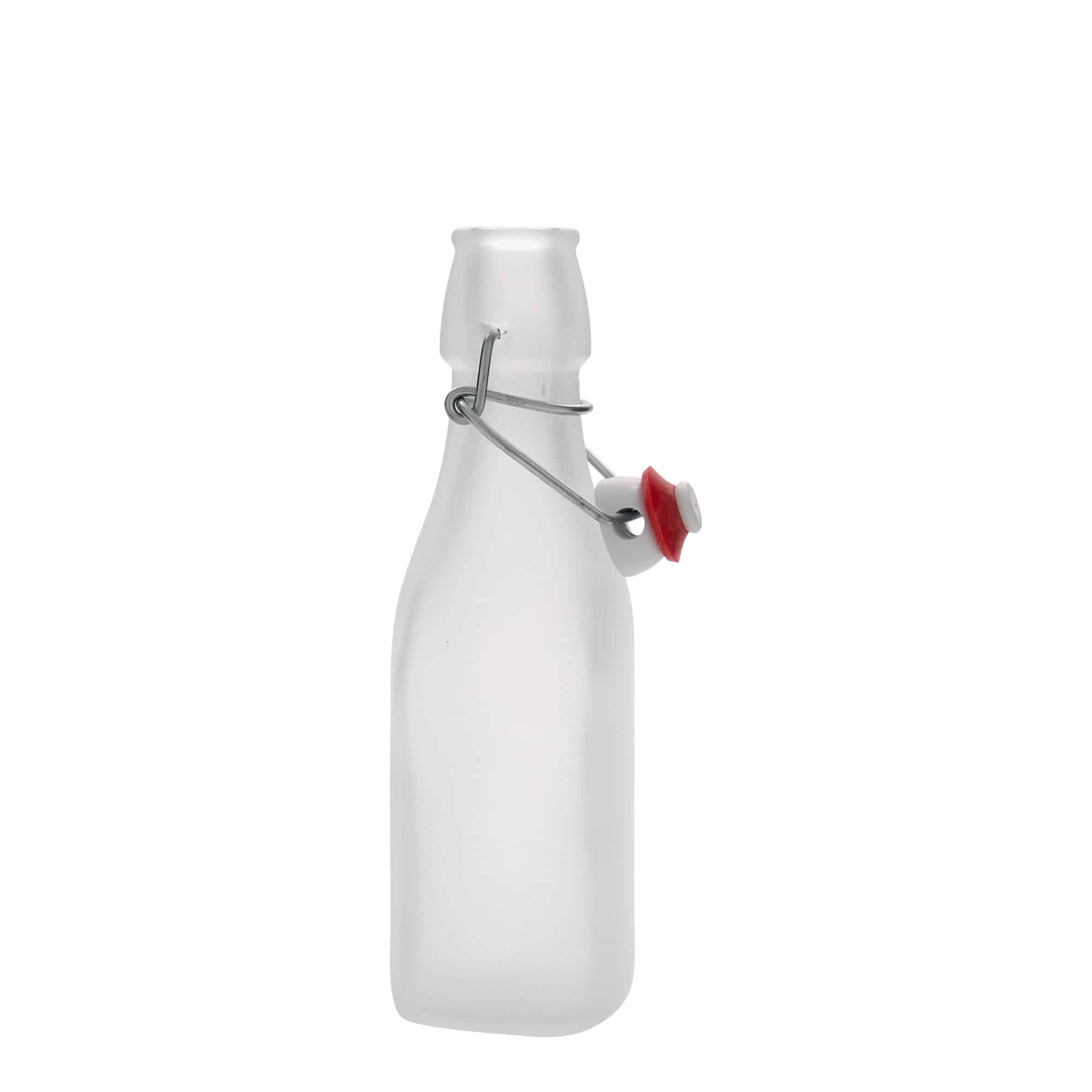 250 ml üveges palack 'Swing, négyzet alakú, fehér, nyílás: füles zár'