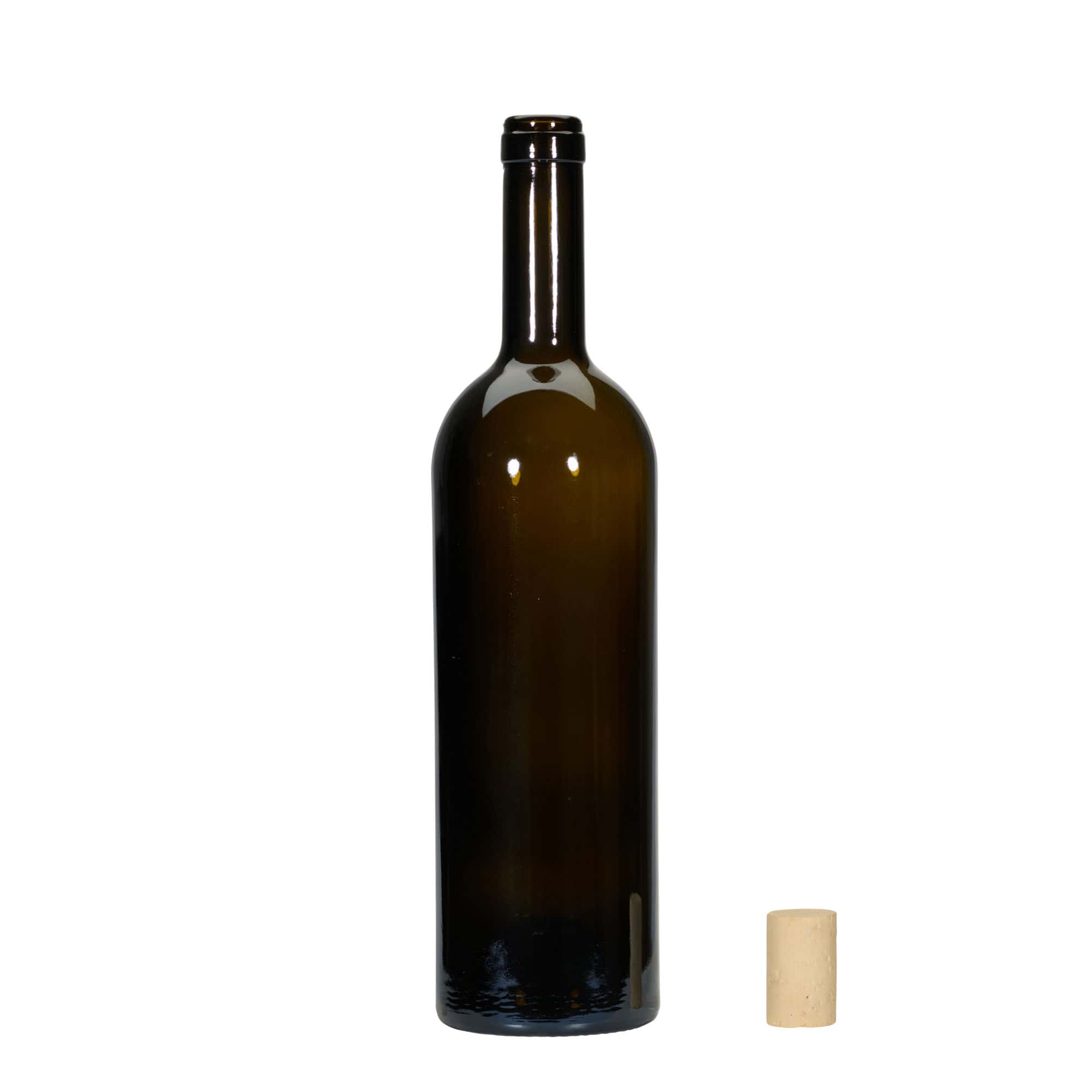 750 ml borosüveg 'Golia', antikzöld, nyílás: parafa