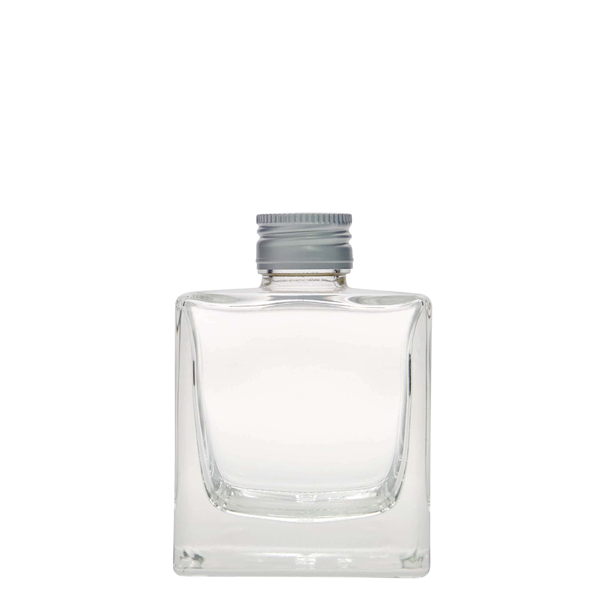 200 ml üvegpalack 'Cube', négyzet alakú, nyak: PP 28
