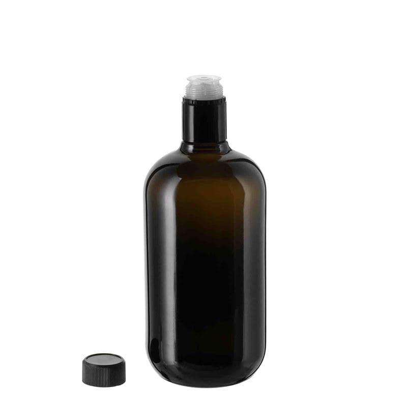 750 ml ecet-/olajüveg 'Biolio', üveg, antikzöld, nyílás: DOP