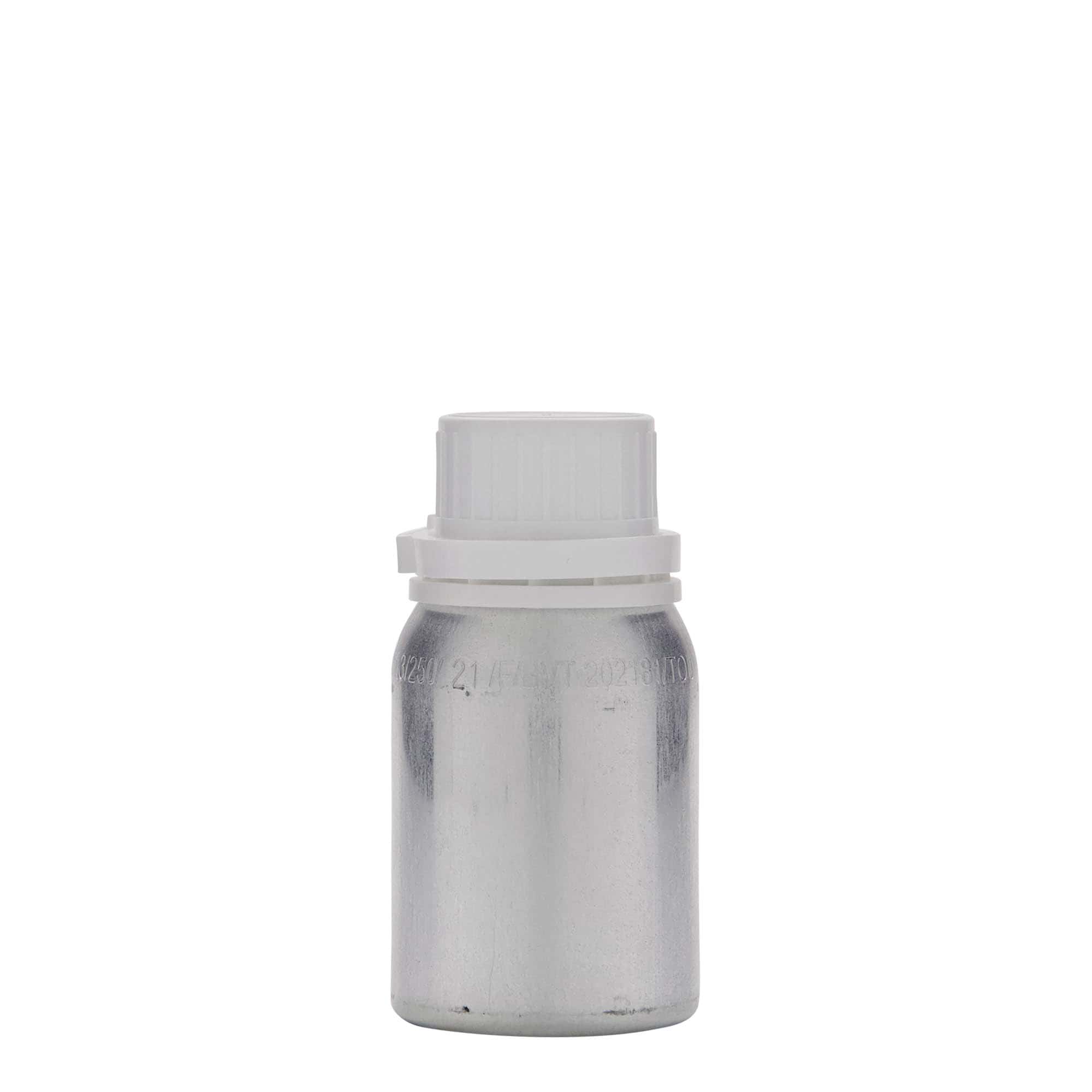 125 ml alumínium palack, fém, ezüst, nyílás: DIN 32