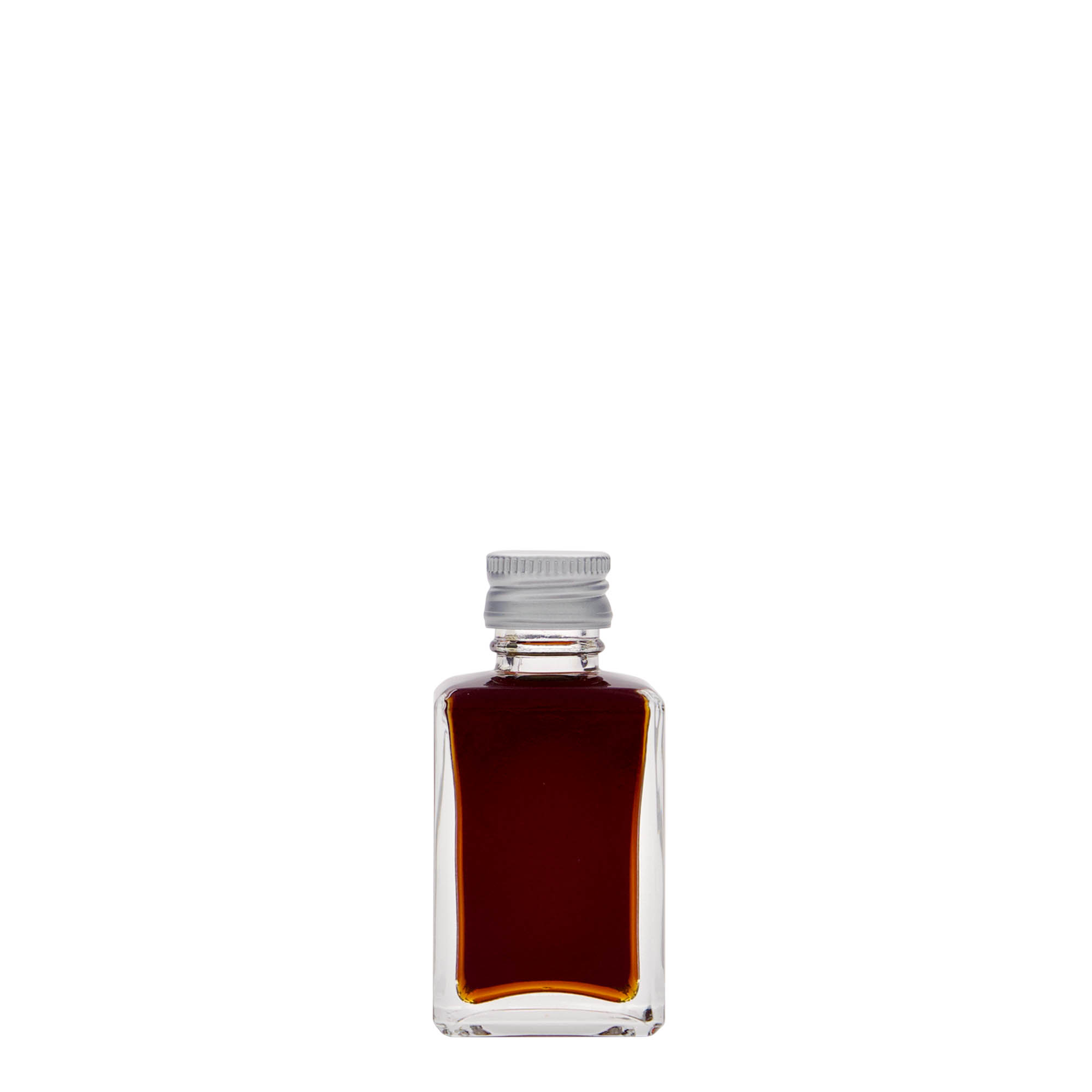 30 ml üvegpalack 'Tamme', négyzet alakú, nyílás: PP 18