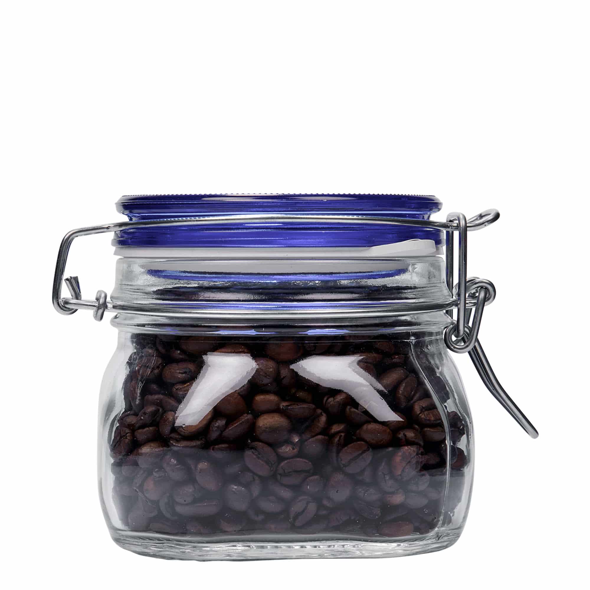 500 ml drótfüles üveg 'Fido' kék tetővel, négyzet alakú, nyílás: drótfüles záróelem 500 ml drótfüles üveg 'Fido' kék tetővel, négyzet alakú, nyílás: drótfüles záróelem