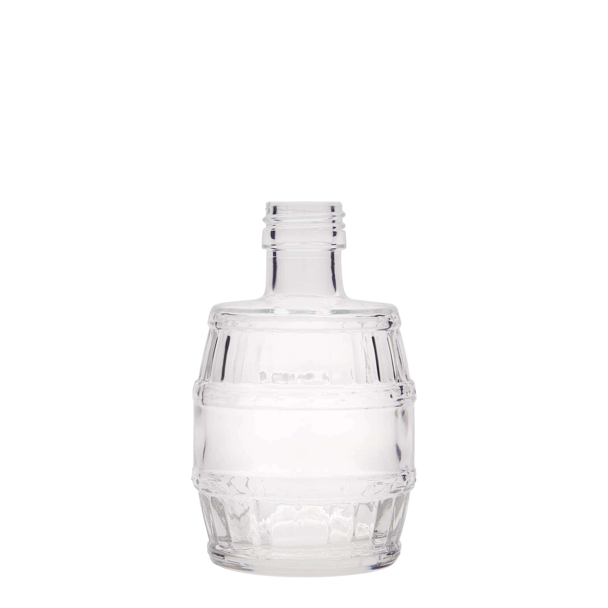 200 ml üvegpalack 'hordó', nyílás: PP 28