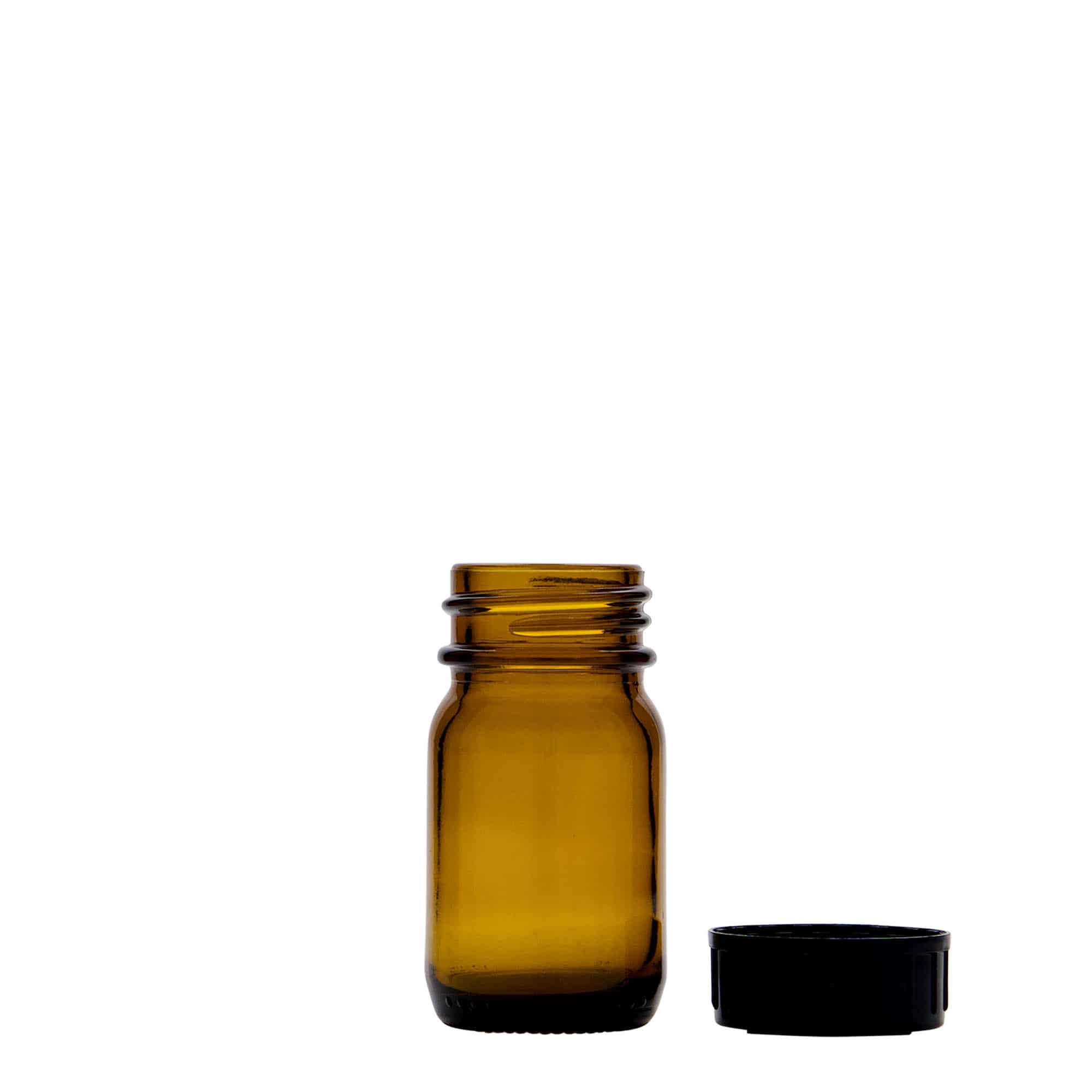30 ml széles nyakú üveg, barna, nyílás: DIN 32
