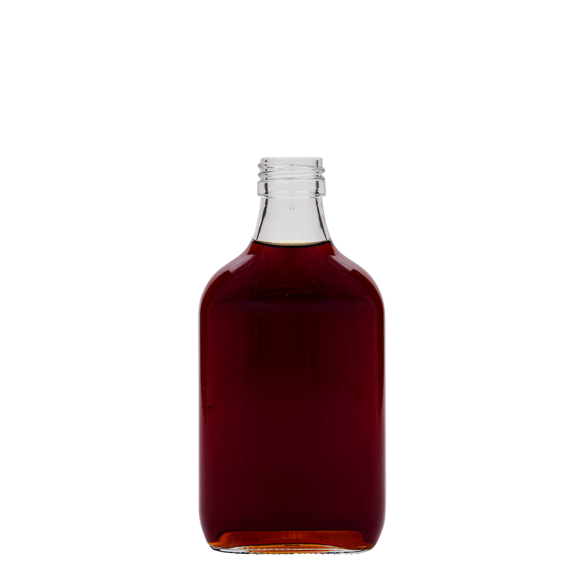 200 ml zsebes üveg, téglalap alakú, üveg, nyílás: PP 28