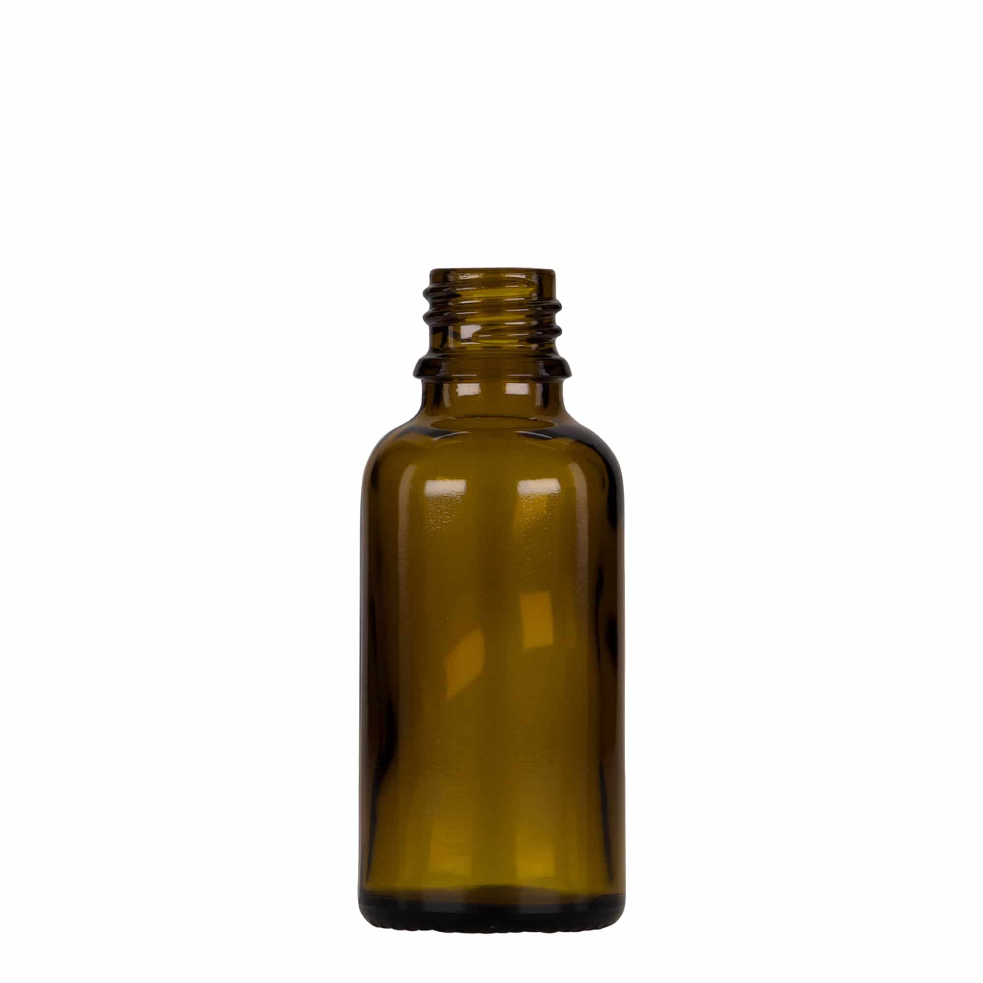30 ml pipettás üveg, orvosi, üveg, barna-fekete, száj: DIN 18