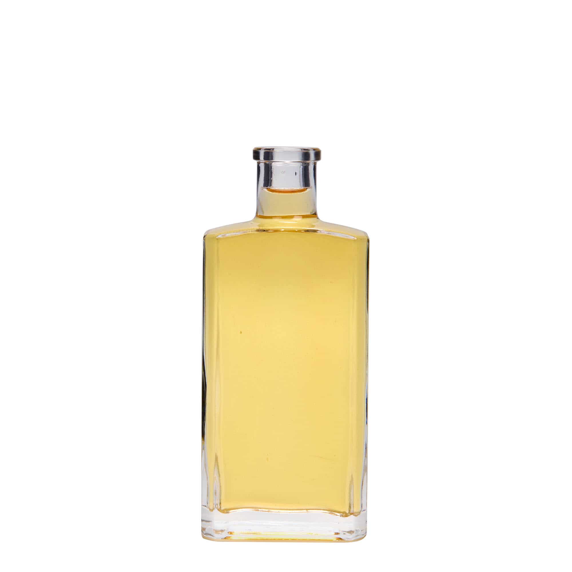 200 ml-es üvegpalack 'Shiny', négyszögletű, szájnyílás: parafadugó