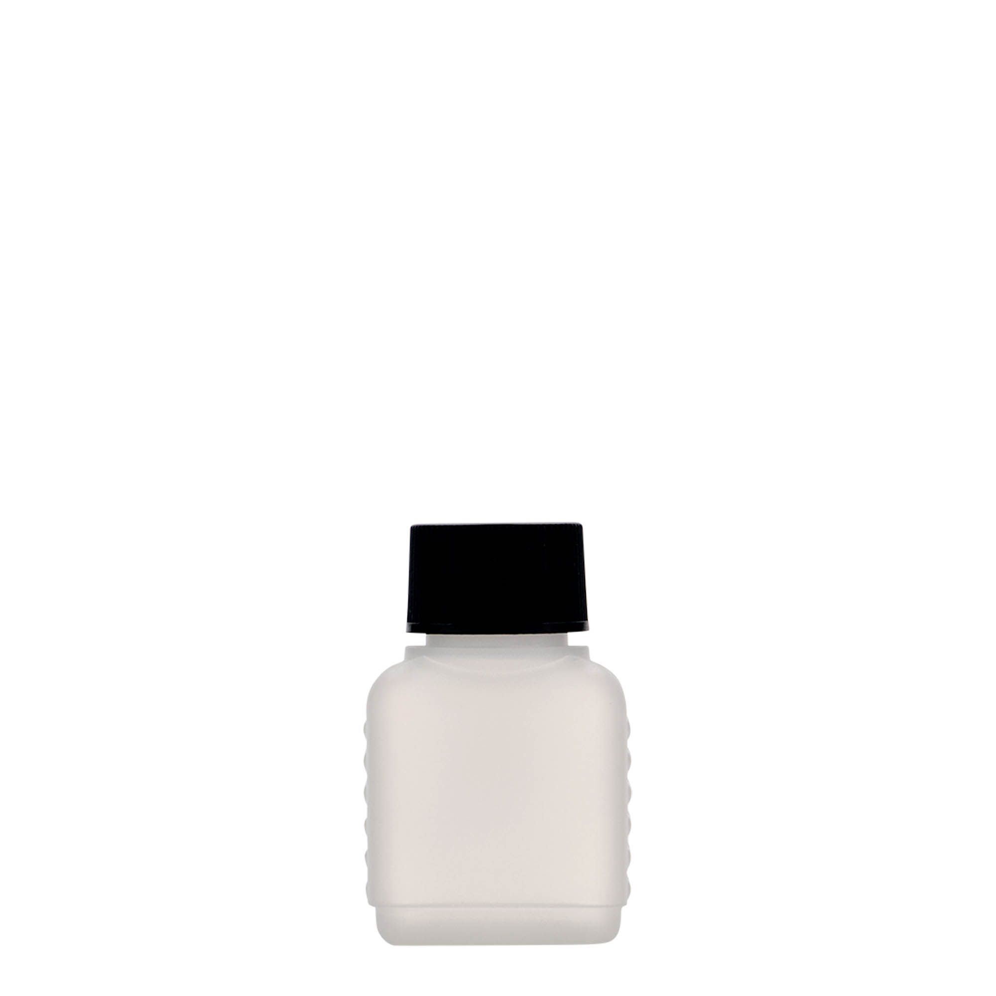 50 ml kannaüveg, téglalap alakú, HDPE műanyag, természetes színű, nyílás: DIN 25 50 ml kannaüveg, téglalap alakú, HDPE műanyag, természetes színű, nyílás: DIN 25
