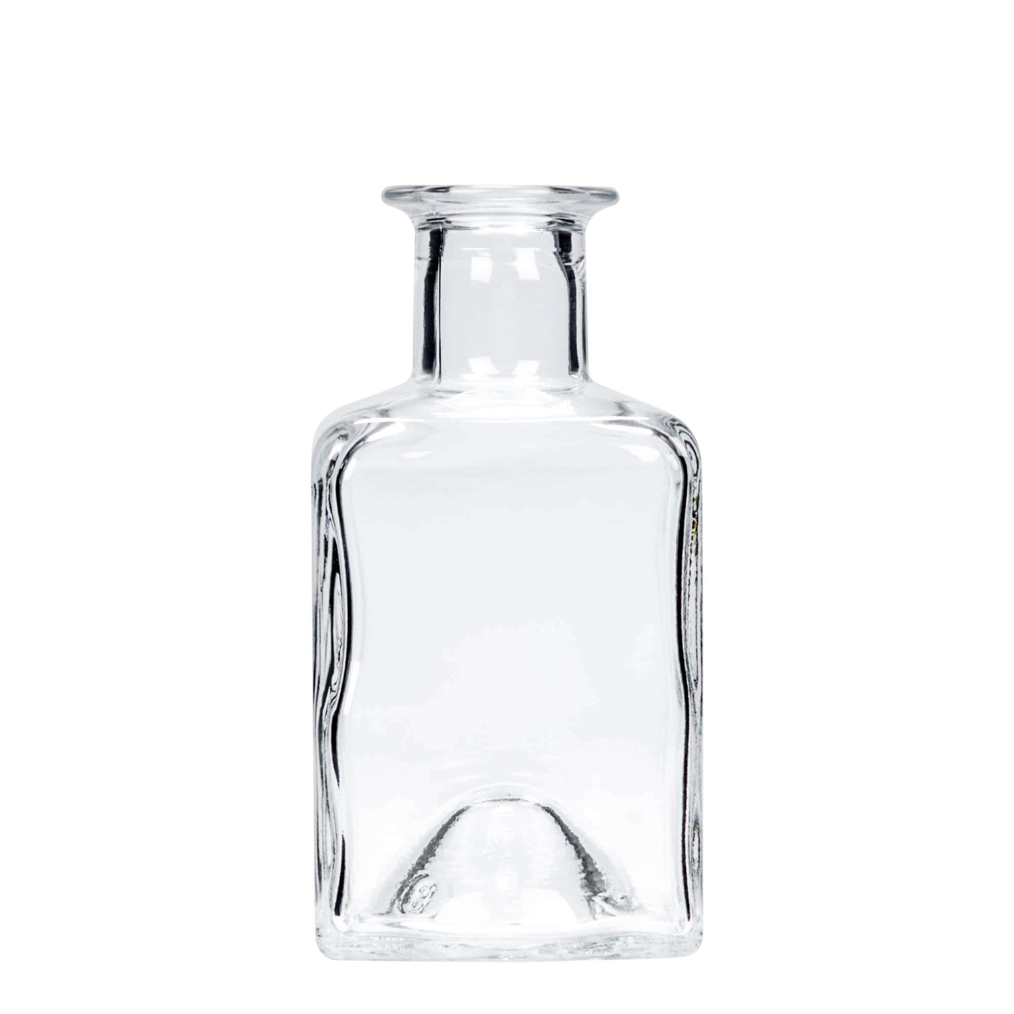 200 ml üvegpalack 'Kubica', négyzet alakú, nyak: parafa