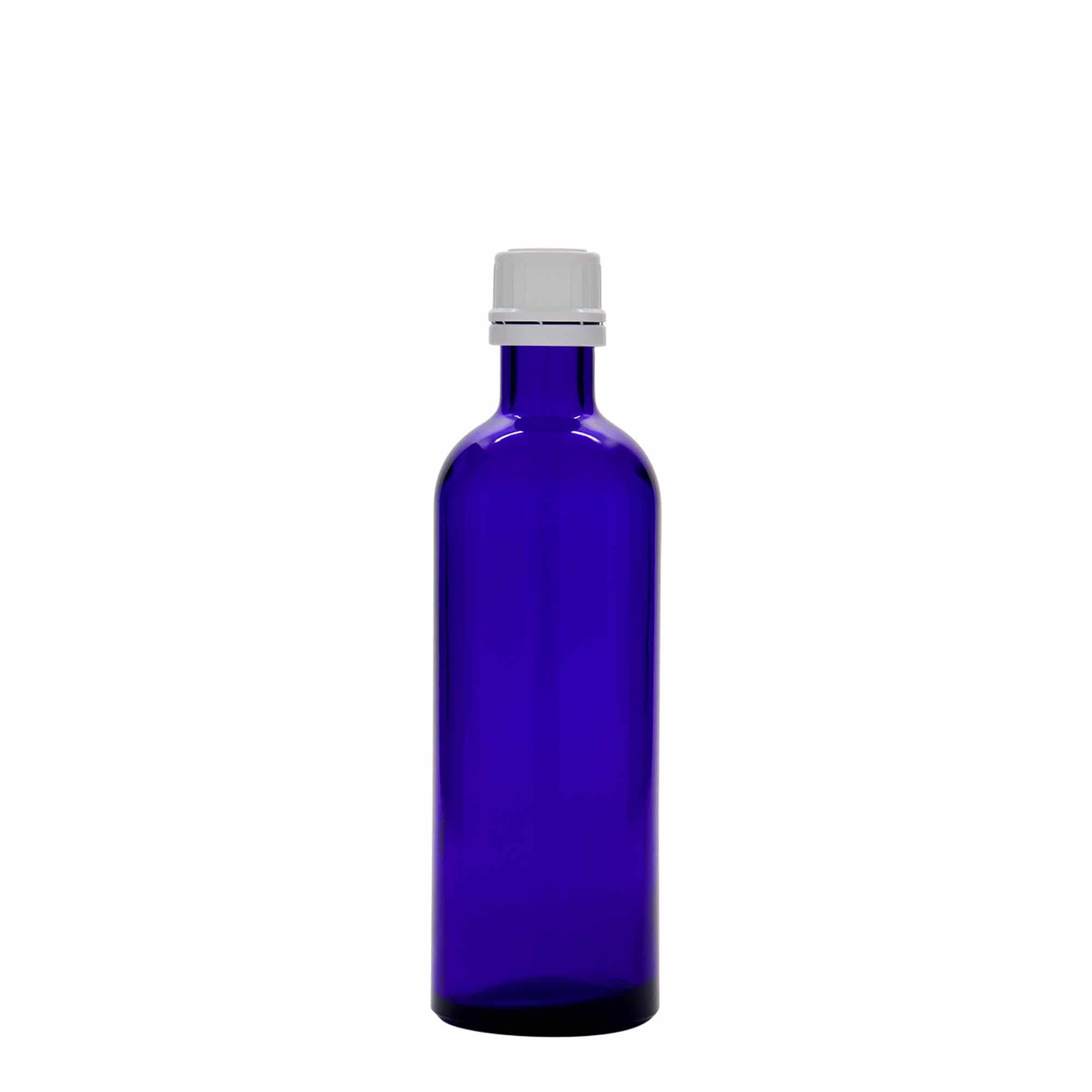 200 ml-es patikai üveg, üveg, királykék, szájnyílás: DIN 22