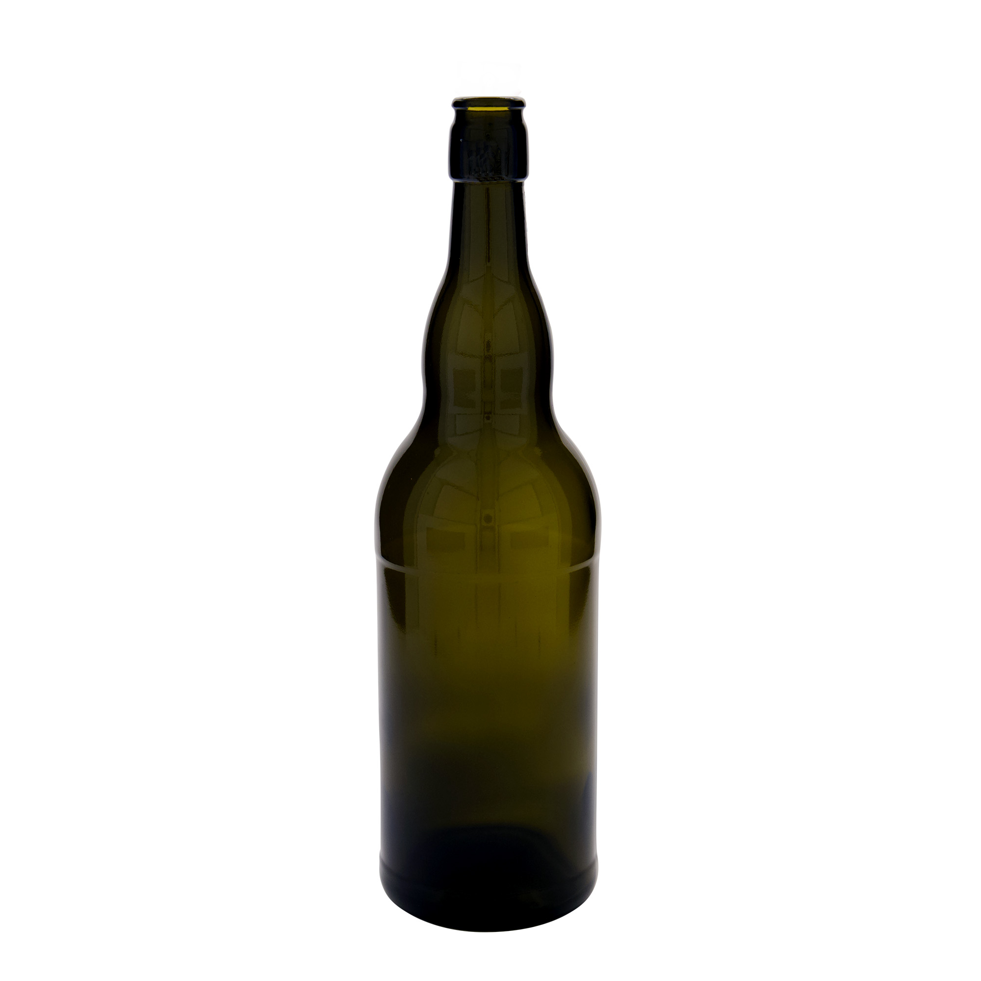 1.000 ml sörösüveg Belgiumból, üveg, antikzöld, nyílás: patentzáras
