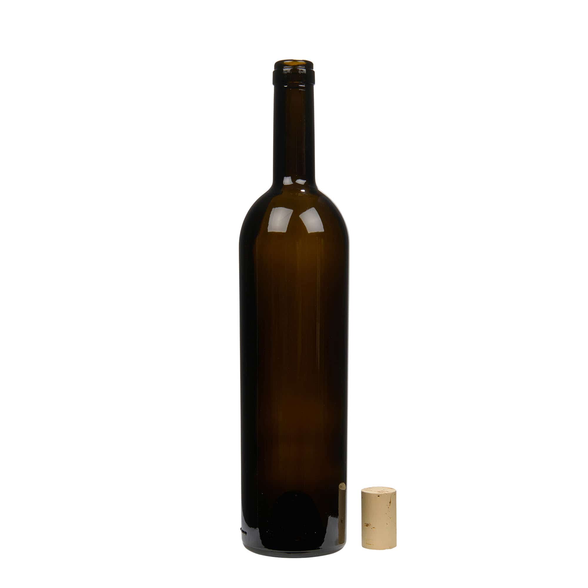 750 ml-es borospalack 'Liberty', antikzöld, szájnyílás: parafadugó