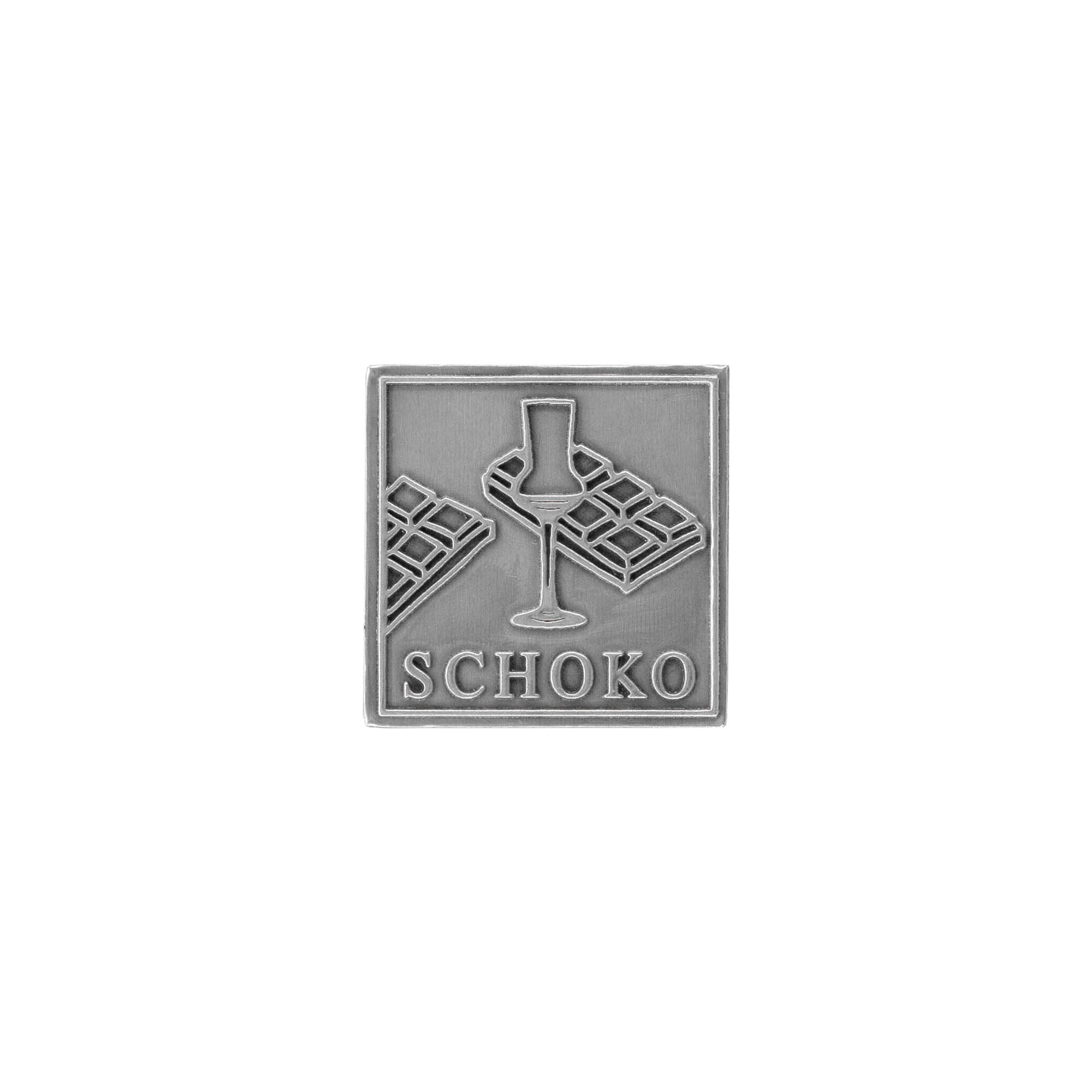 Óntábla címke 'Csoki', négyzet alakú, fém, ezüst Óntábla címke 'Csoki', négyzet alakú, fém, ezüst