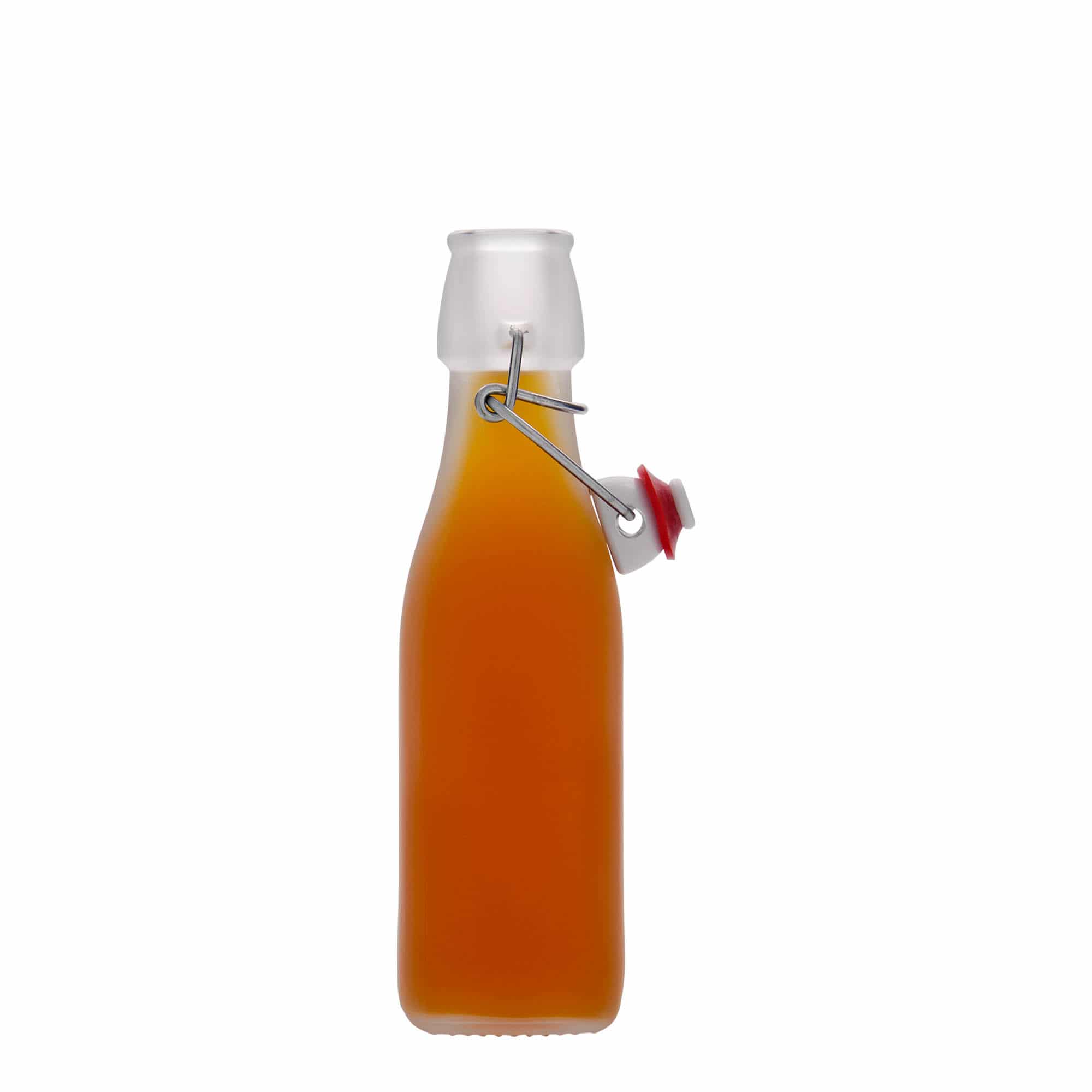 250 ml üveges palack 'Swing, négyzet alakú, fehér, nyílás: füles zár'