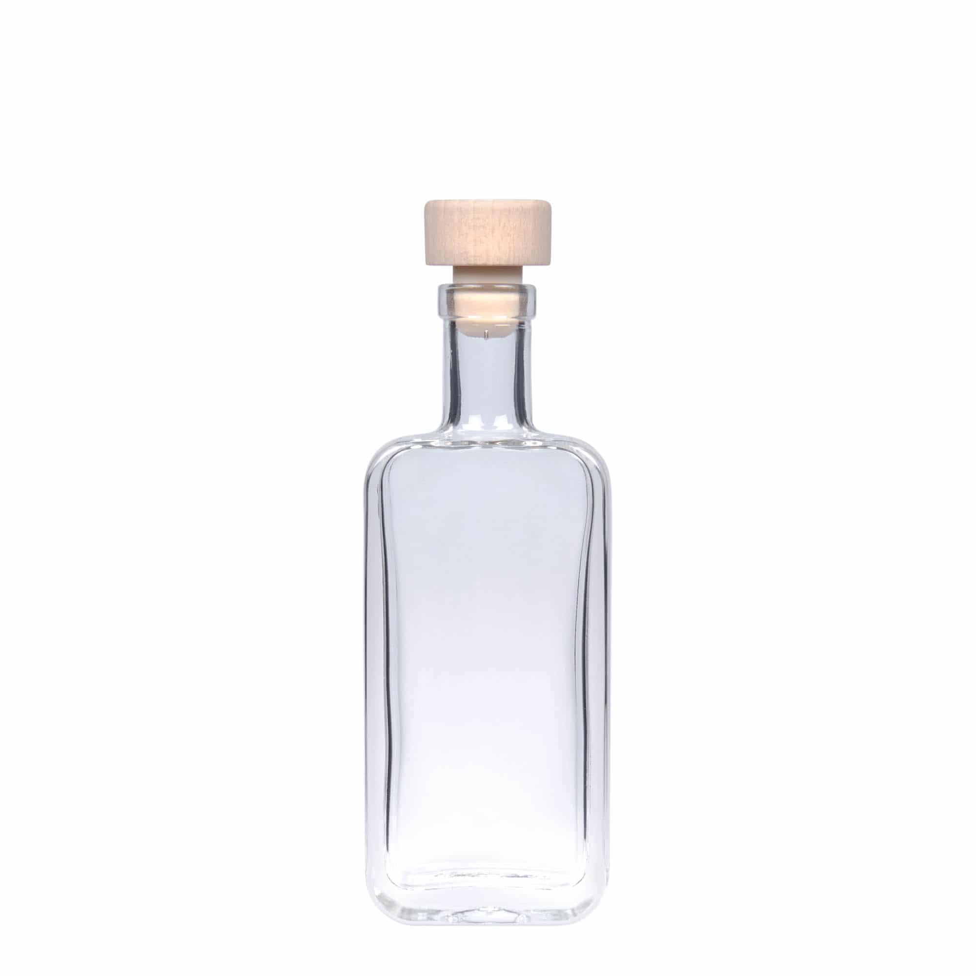 100 ml-es üvegpalack 'Nice', négyszögletű, szájnyílás: parafadugó