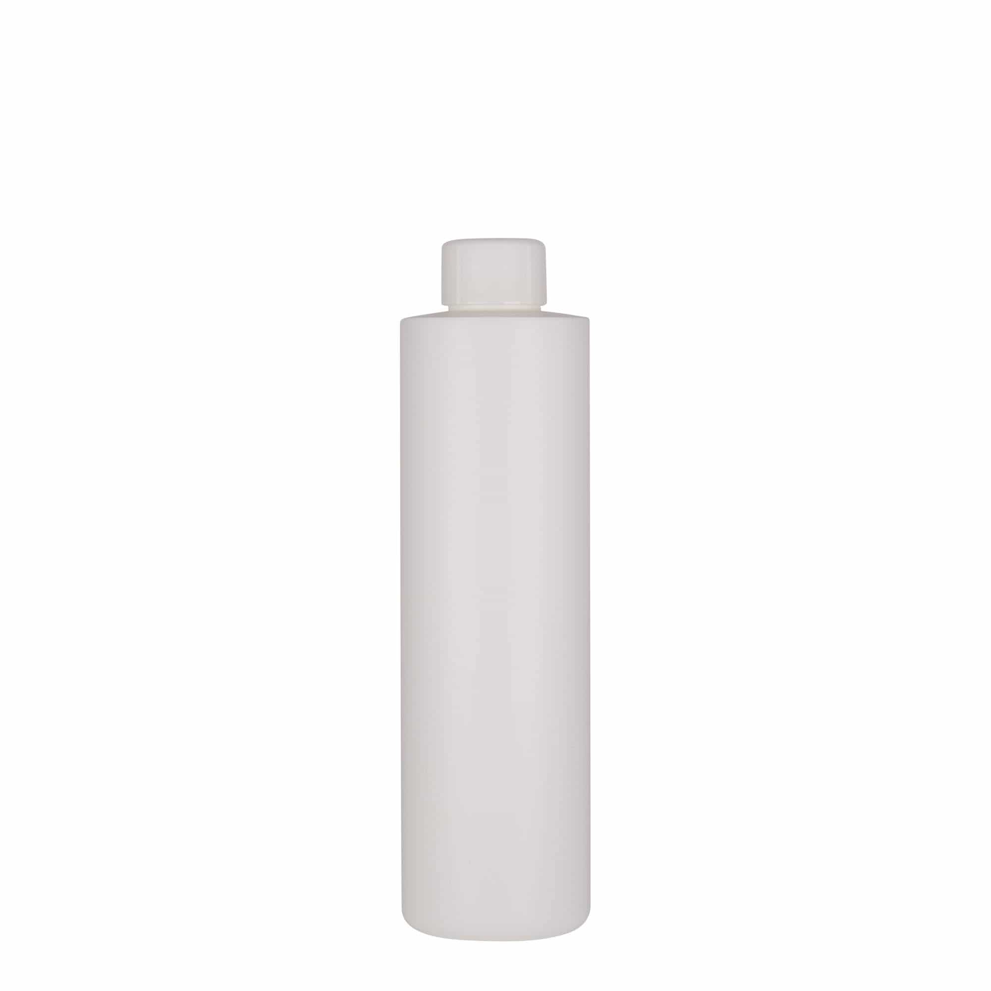 250 ml-es műanyag palack 'Pipe', HDPE, fehér, szájnyílás: GPI 24/410