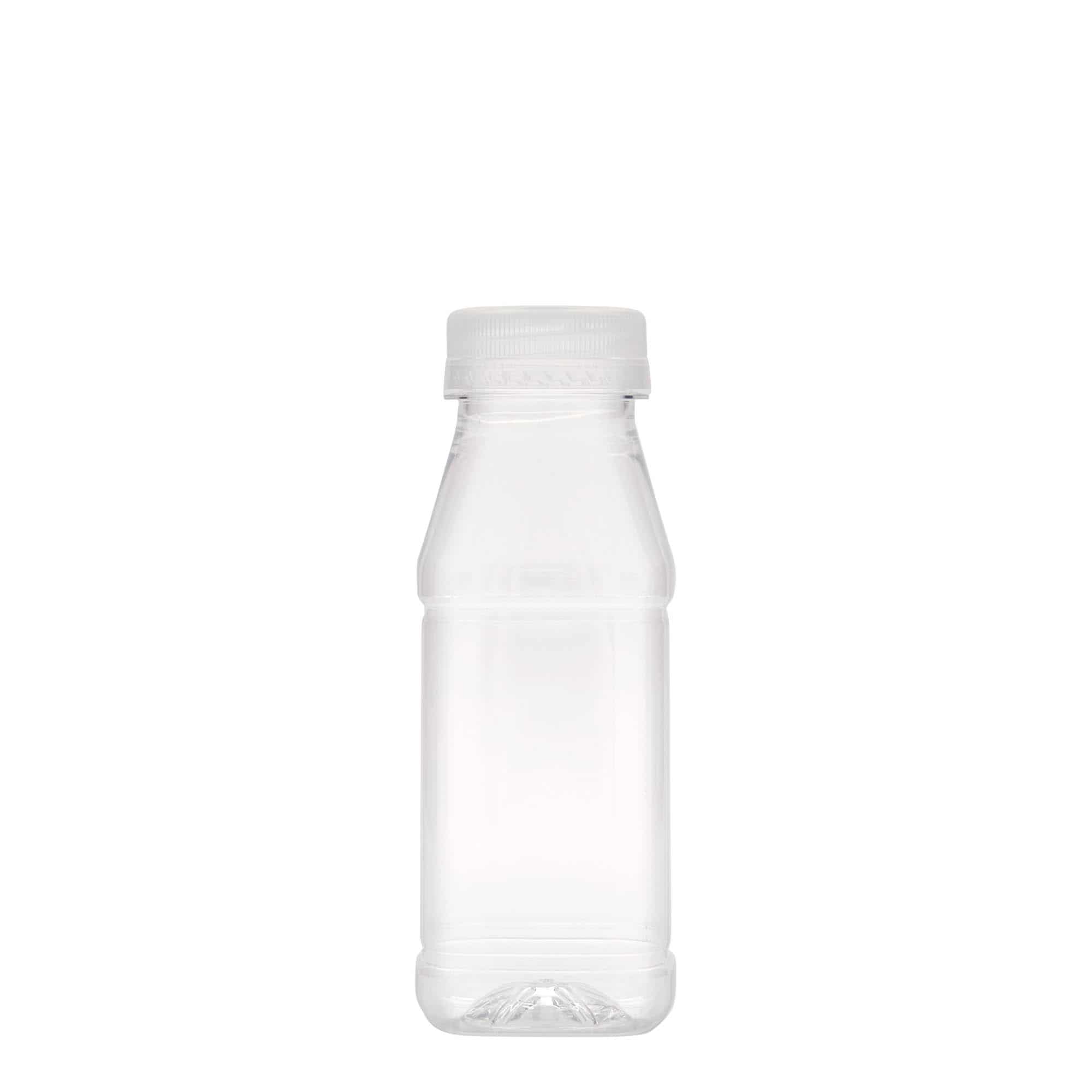250 ml-es PET-palack 'Milk and Juice Carré', négyzet alakú, műanyag, szájnyílás: 38 mm