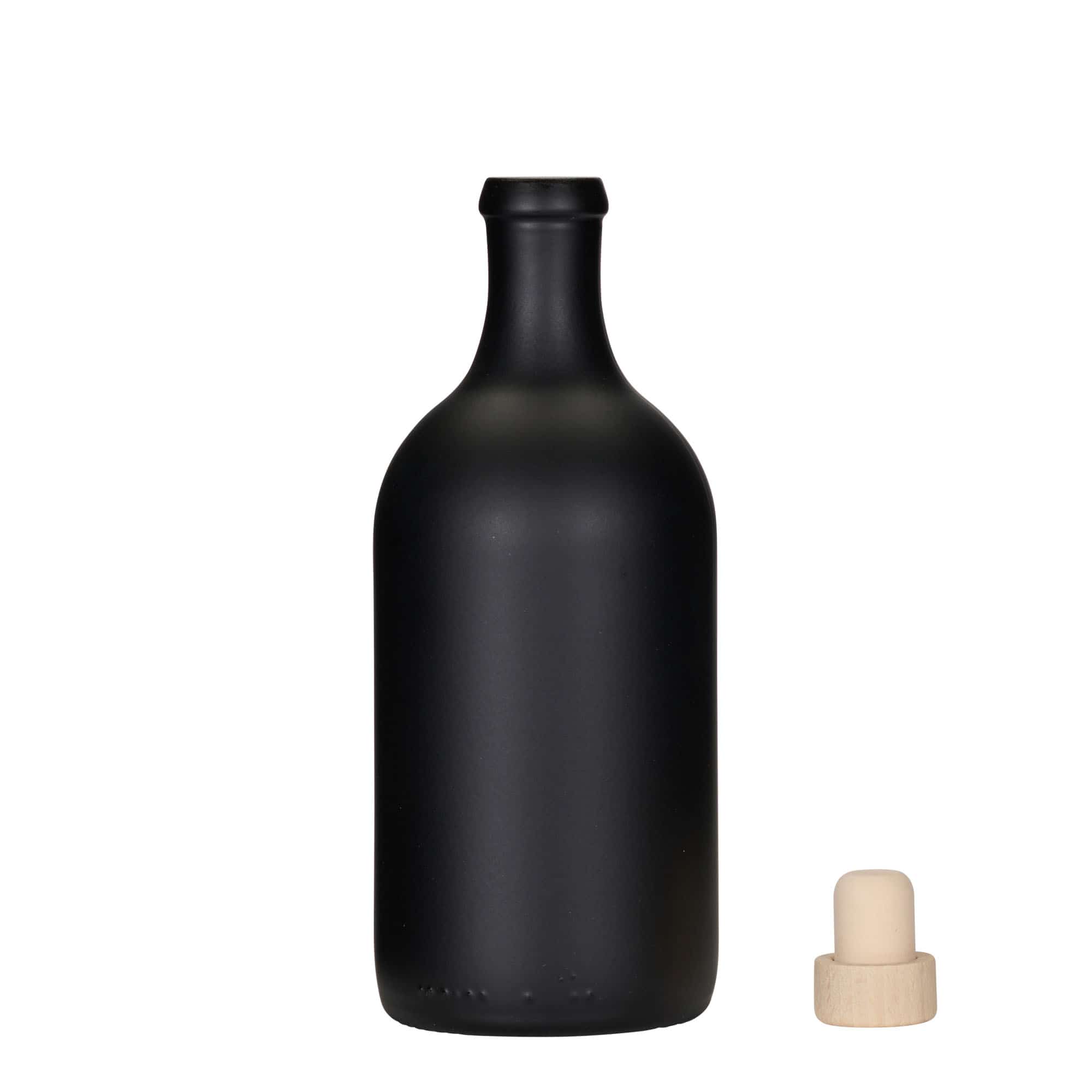 500 ml üvegpalack 'Ginevra Leggera', fekete, nyílás: parafa