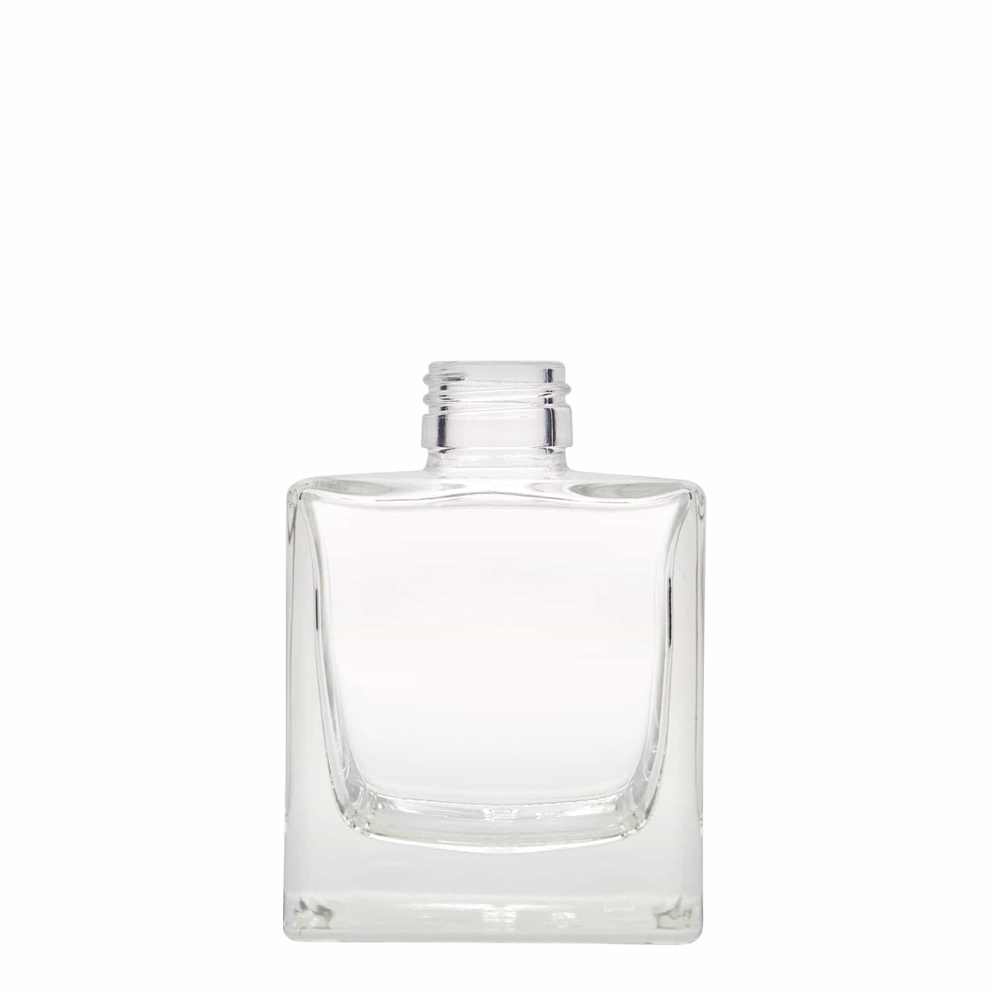 200 ml üvegpalack 'Cube', négyzet alakú, nyak: PP 28