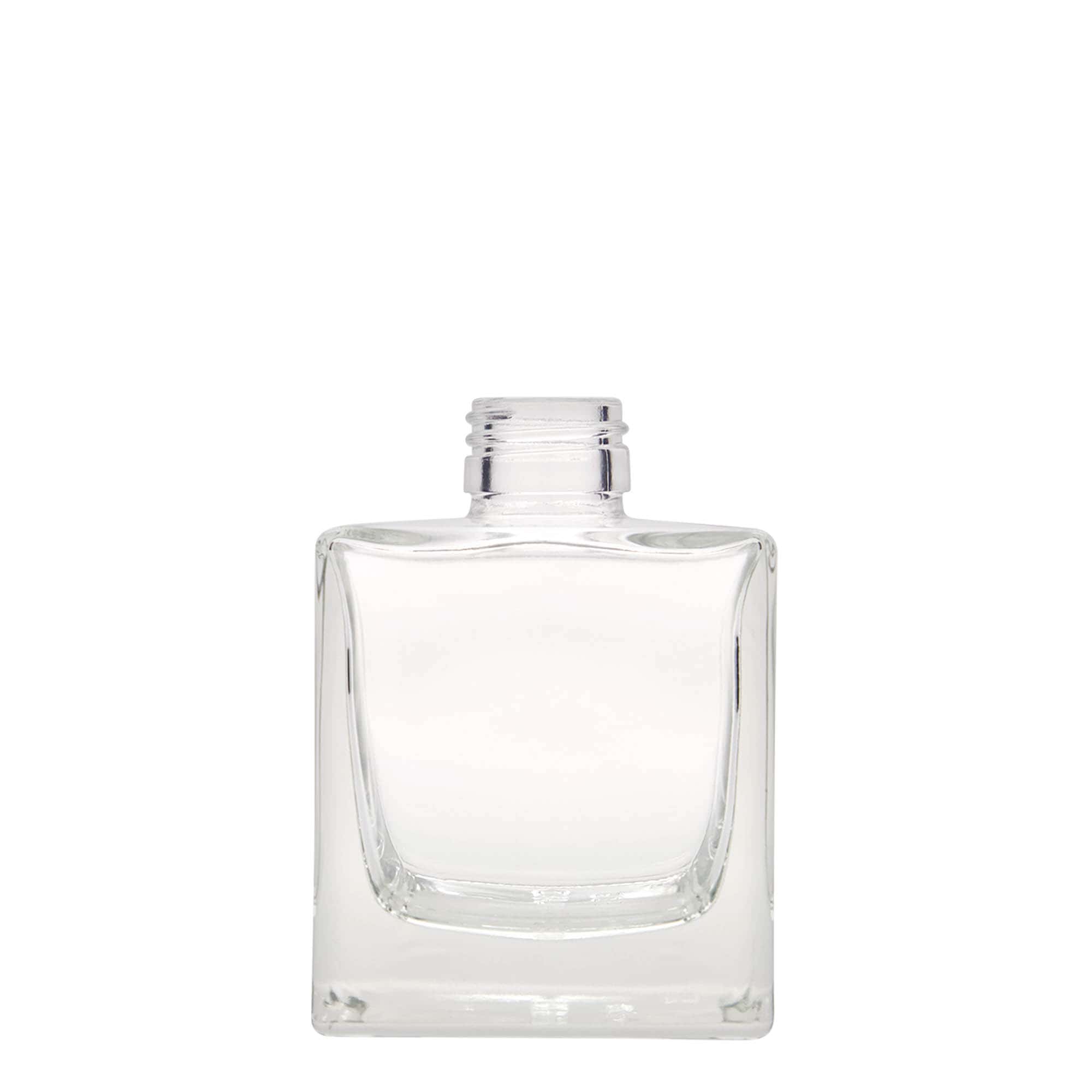 200 ml üvegpalack 'Cube', négyzet alakú, nyak: PP 28