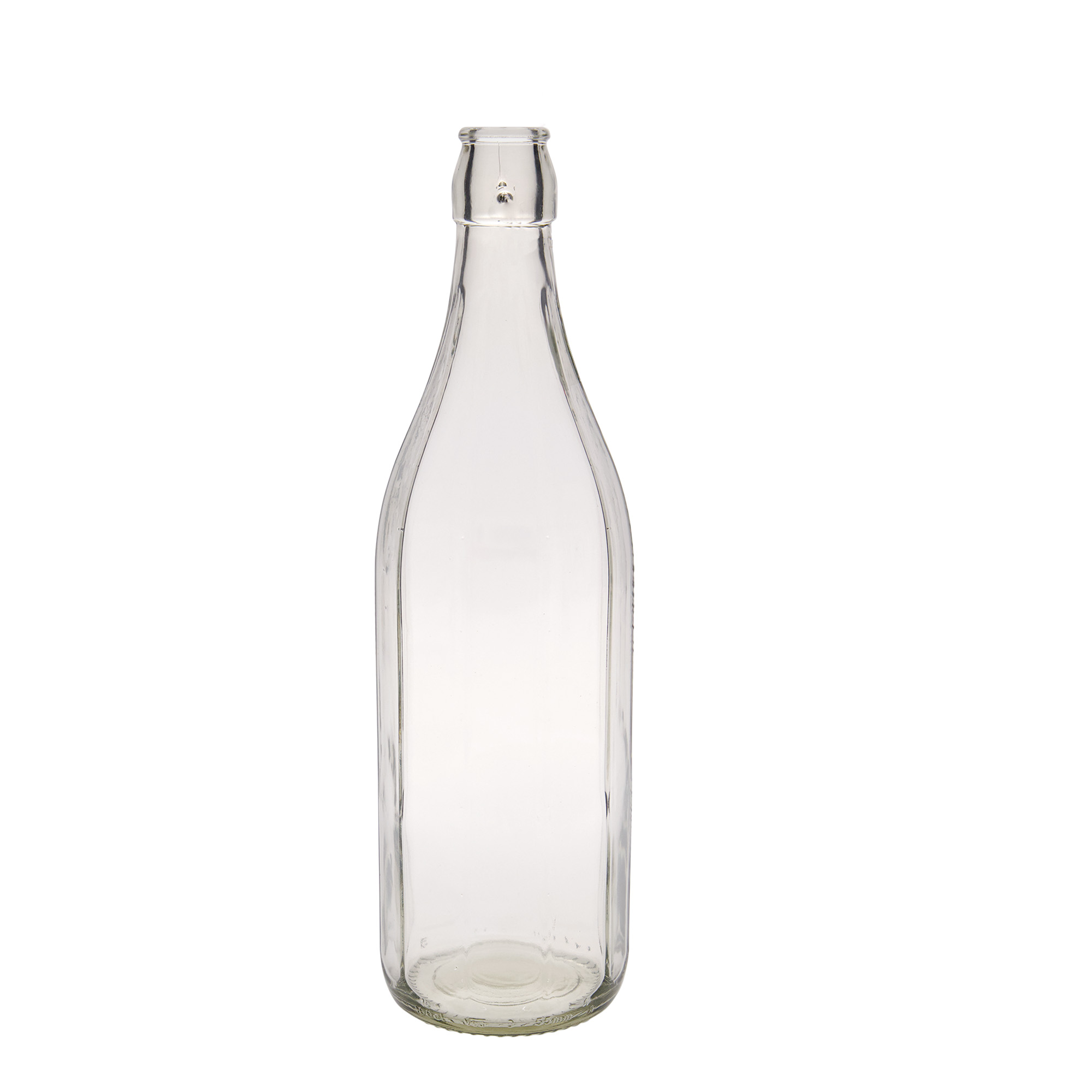 1.000 ml üvegpalack 'Bravo', tízszögletű, nyílás: kampós zár