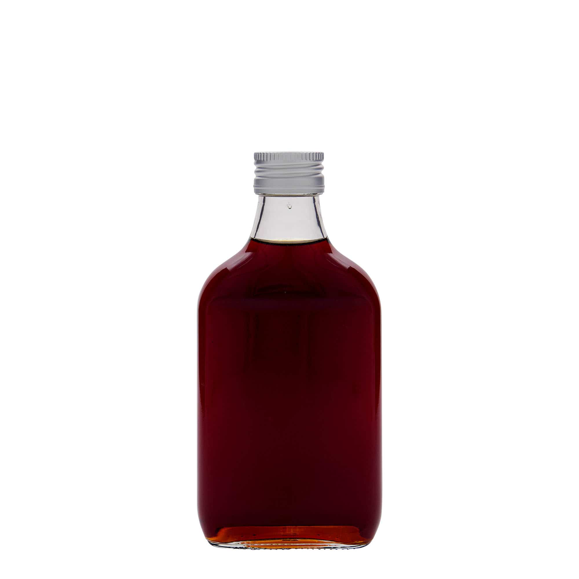 200 ml-es laposüveg, négyszögletű, üveg, szájnyílás: PP 28