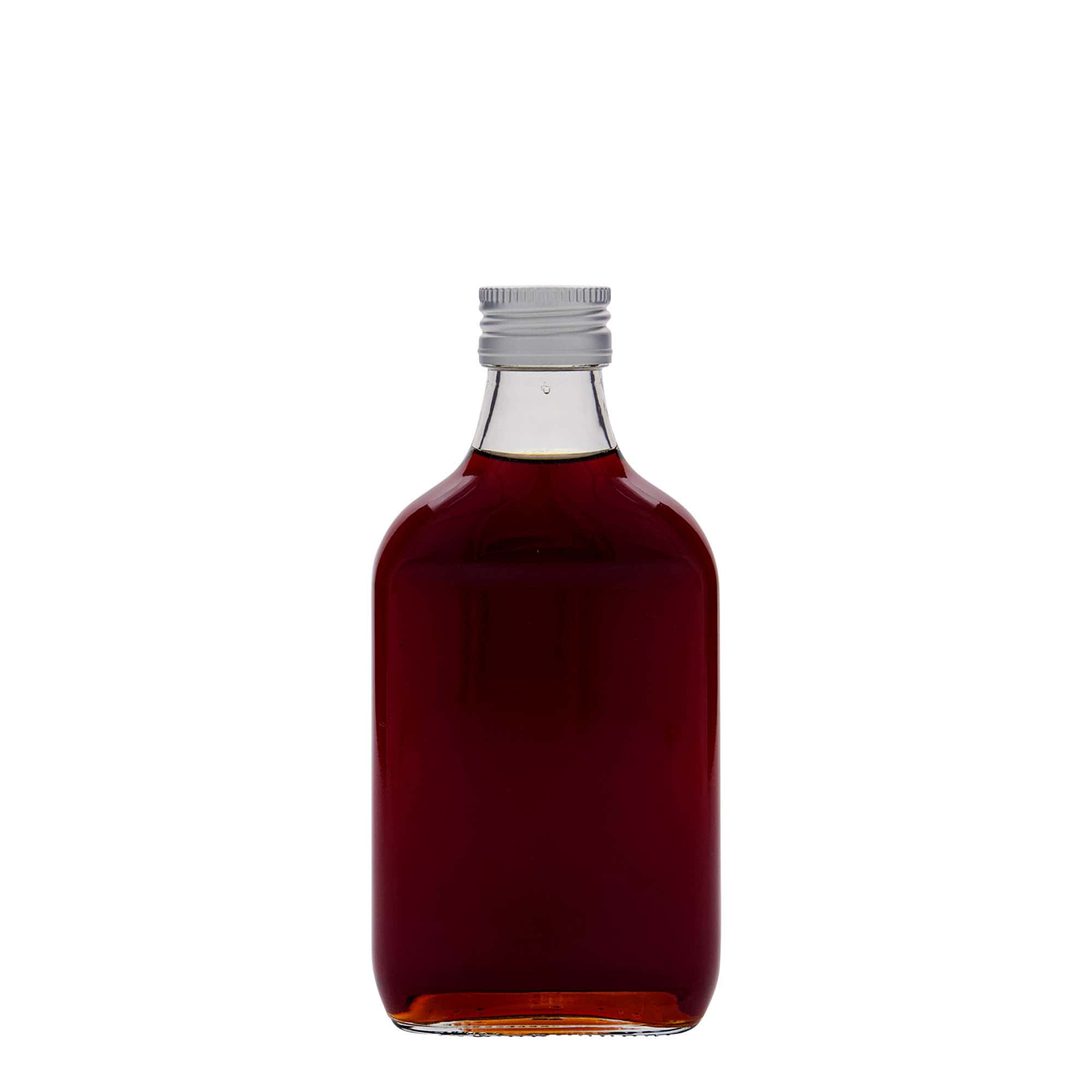 200 ml zsebes üveg, téglalap alakú, üveg, nyílás: PP 28
