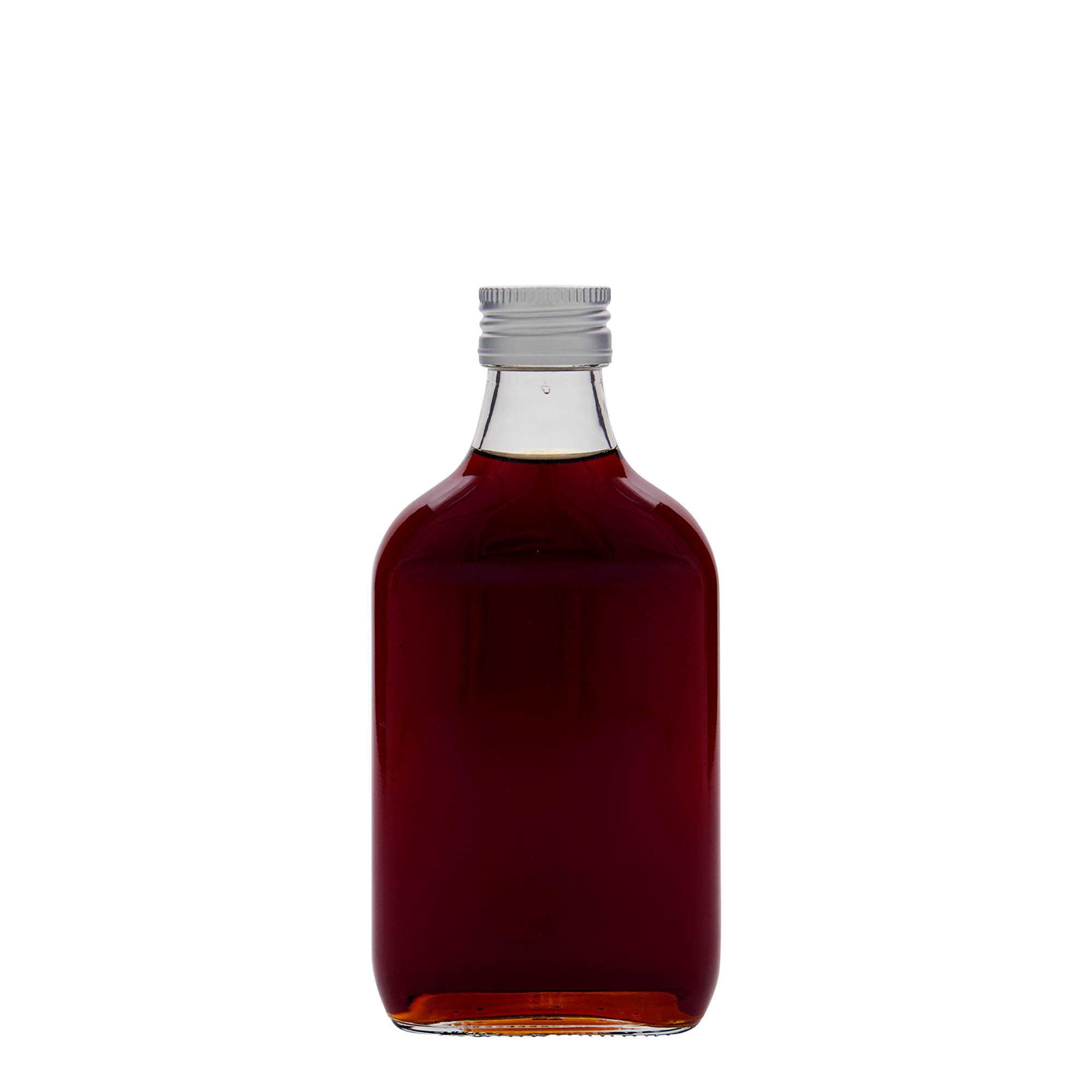200 ml zsebes üveg, téglalap alakú, üveg, nyílás: PP 28