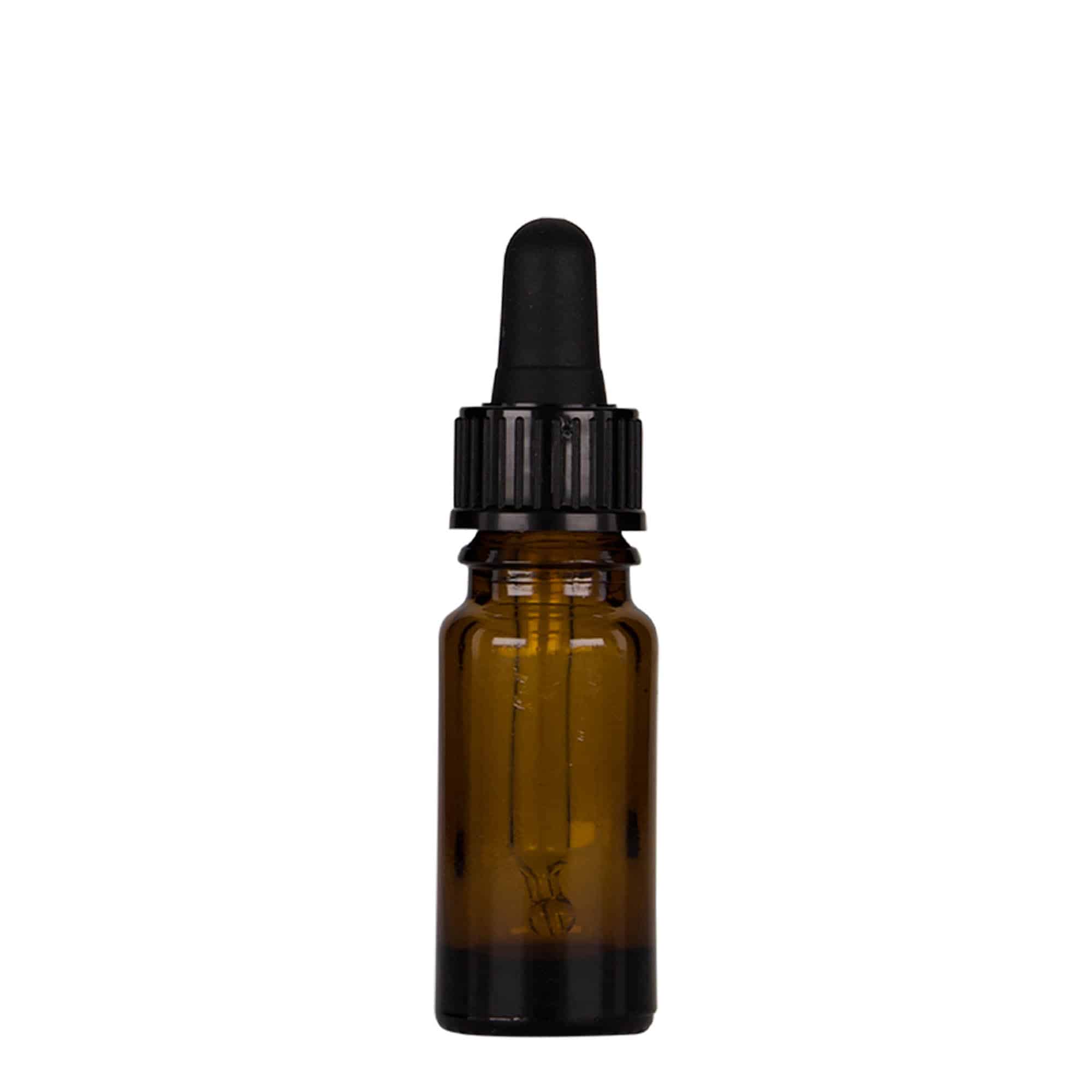 10 ml cseppentős üveg orvosi, üveg, barna-fekete, nyílás: DIN 18 10 ml cseppentős üveg orvosi, üveg, barna-fekete, nyílás: DIN 18