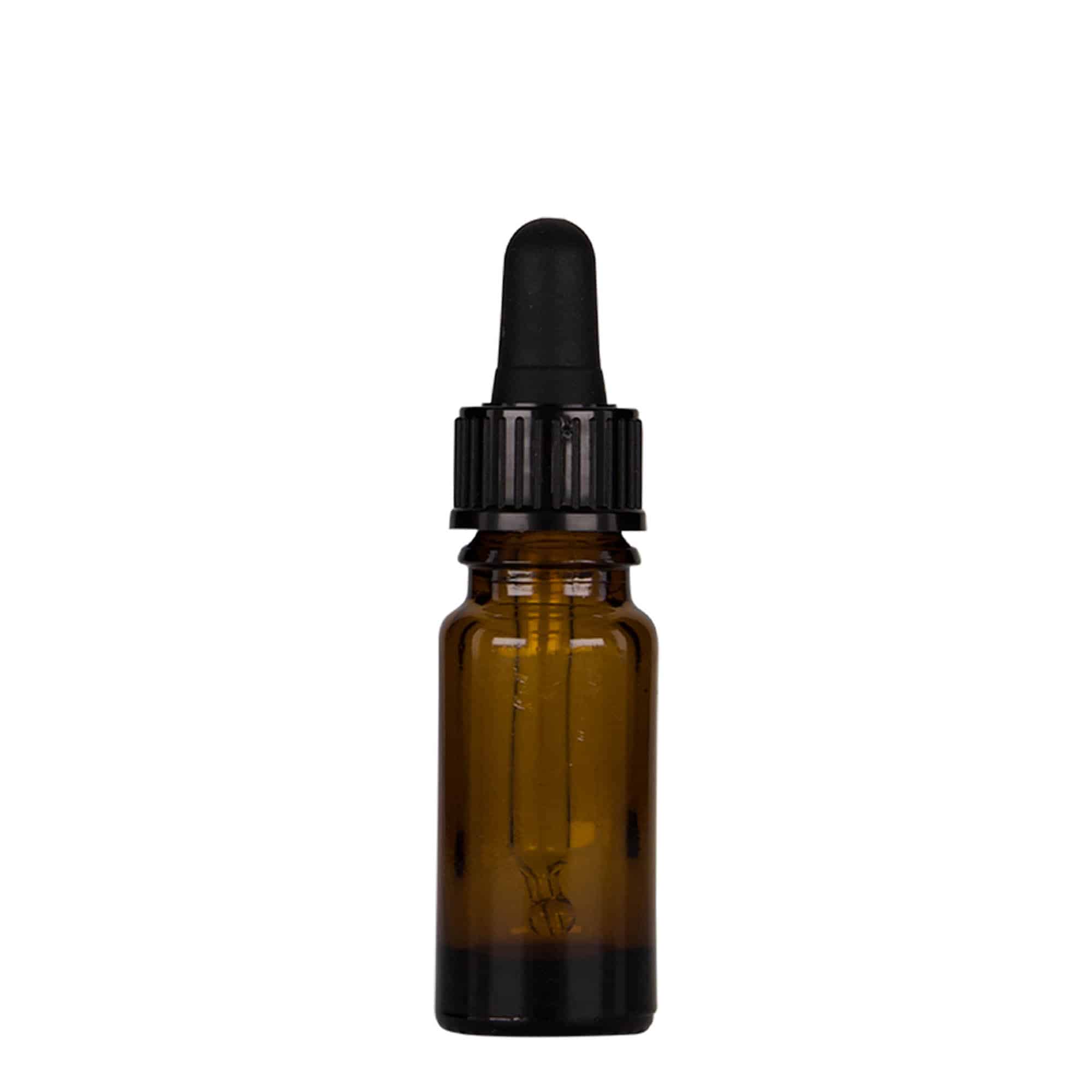 10 ml cseppentős üveg orvosi, üveg, barna-fekete, nyílás: DIN 18