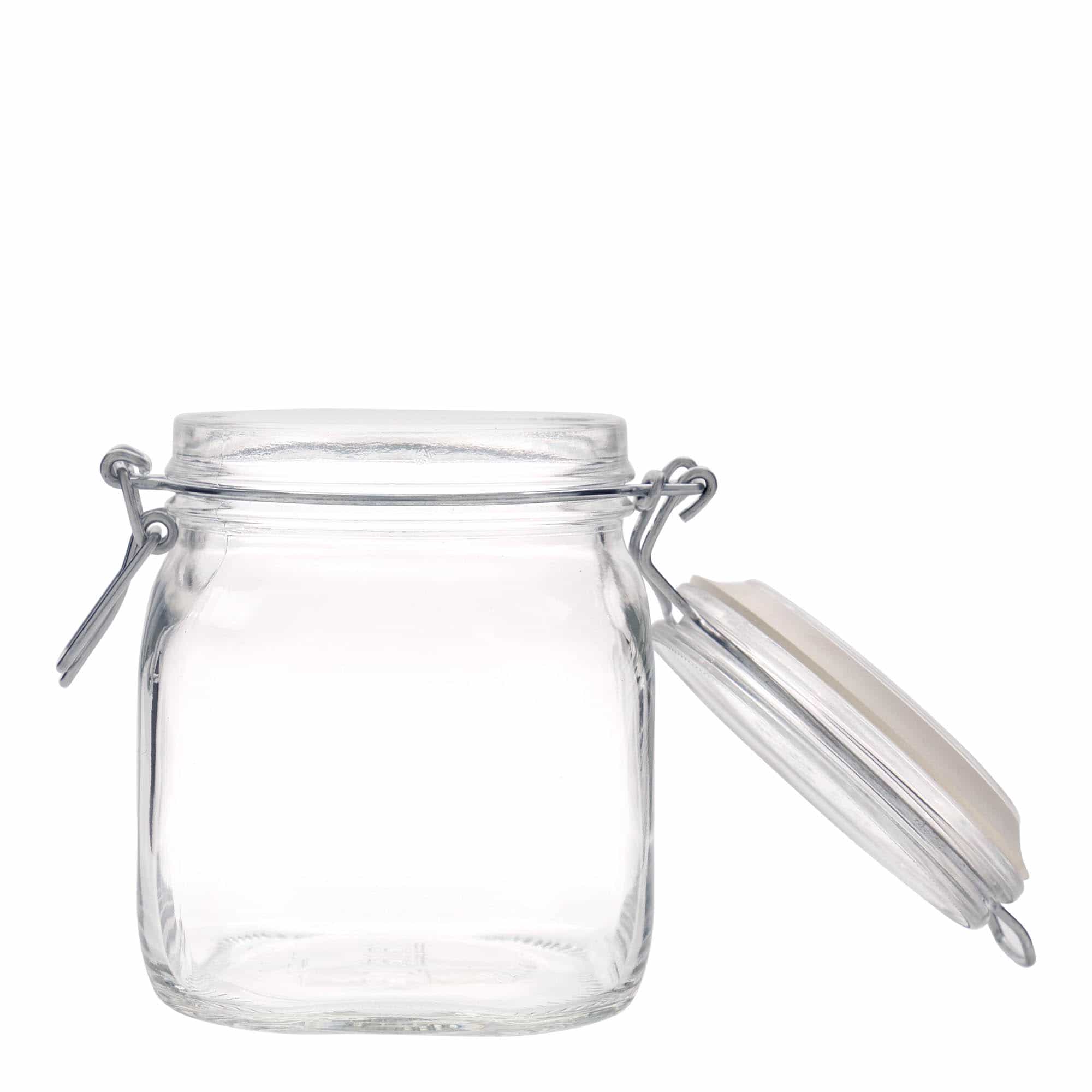 750 ml-es fémcsatos üveg 'Fido', négyzet alakú, szájnyílás: fémcsatos zár